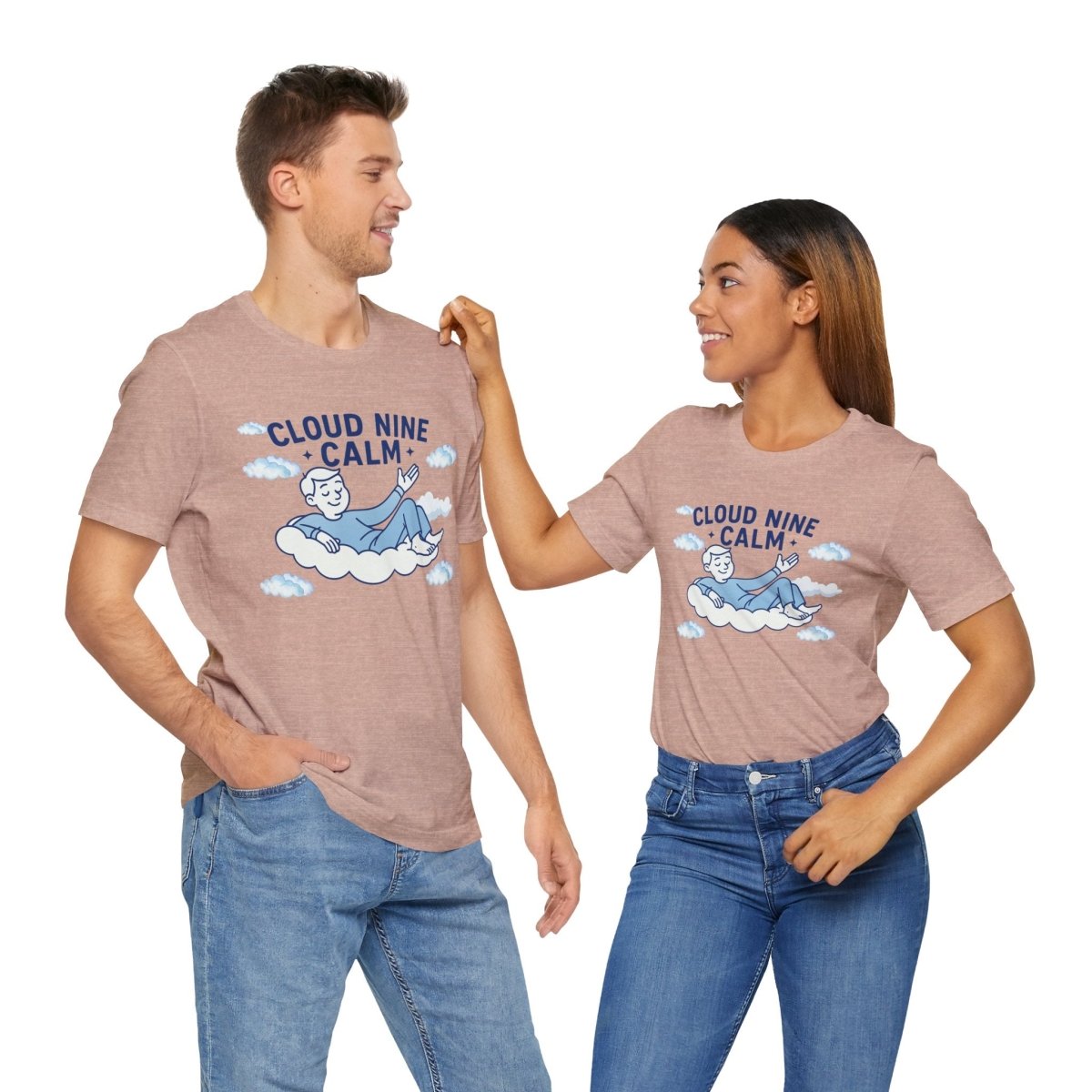 "Cloud Nine Calm" Relaxed Unisex Jersey Short Sleeve T-Shirt, Gift for Mindfulness, Cozy Fashion, Casual Wear, Relaxation Outfit - CW1 MINDSet Collection - AI Tee Hero