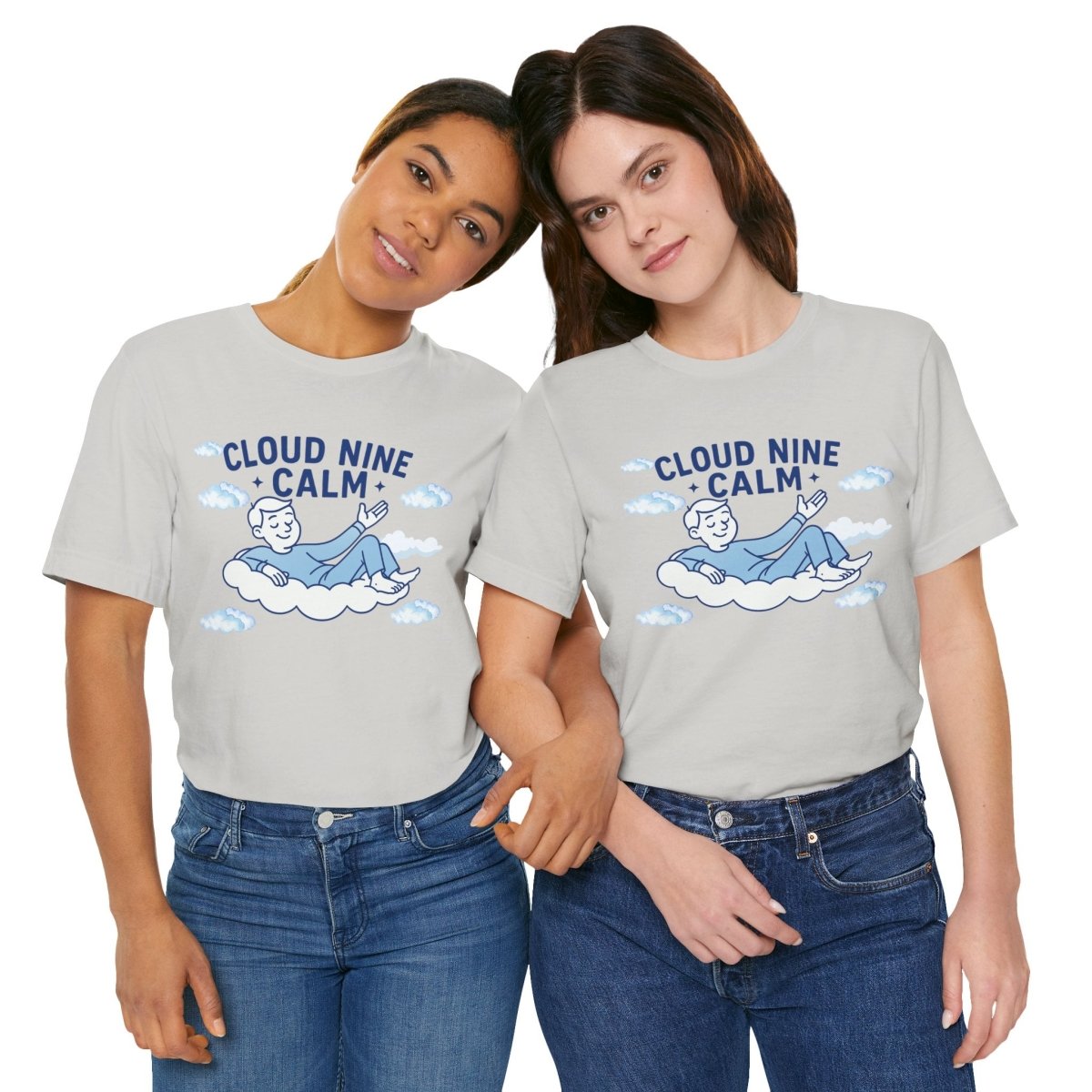 "Cloud Nine Calm" Relaxed Unisex Jersey Short Sleeve T-Shirt, Gift for Mindfulness, Cozy Fashion, Casual Wear, Relaxation Outfit - CW1 MINDSet Collection - AI Tee Hero