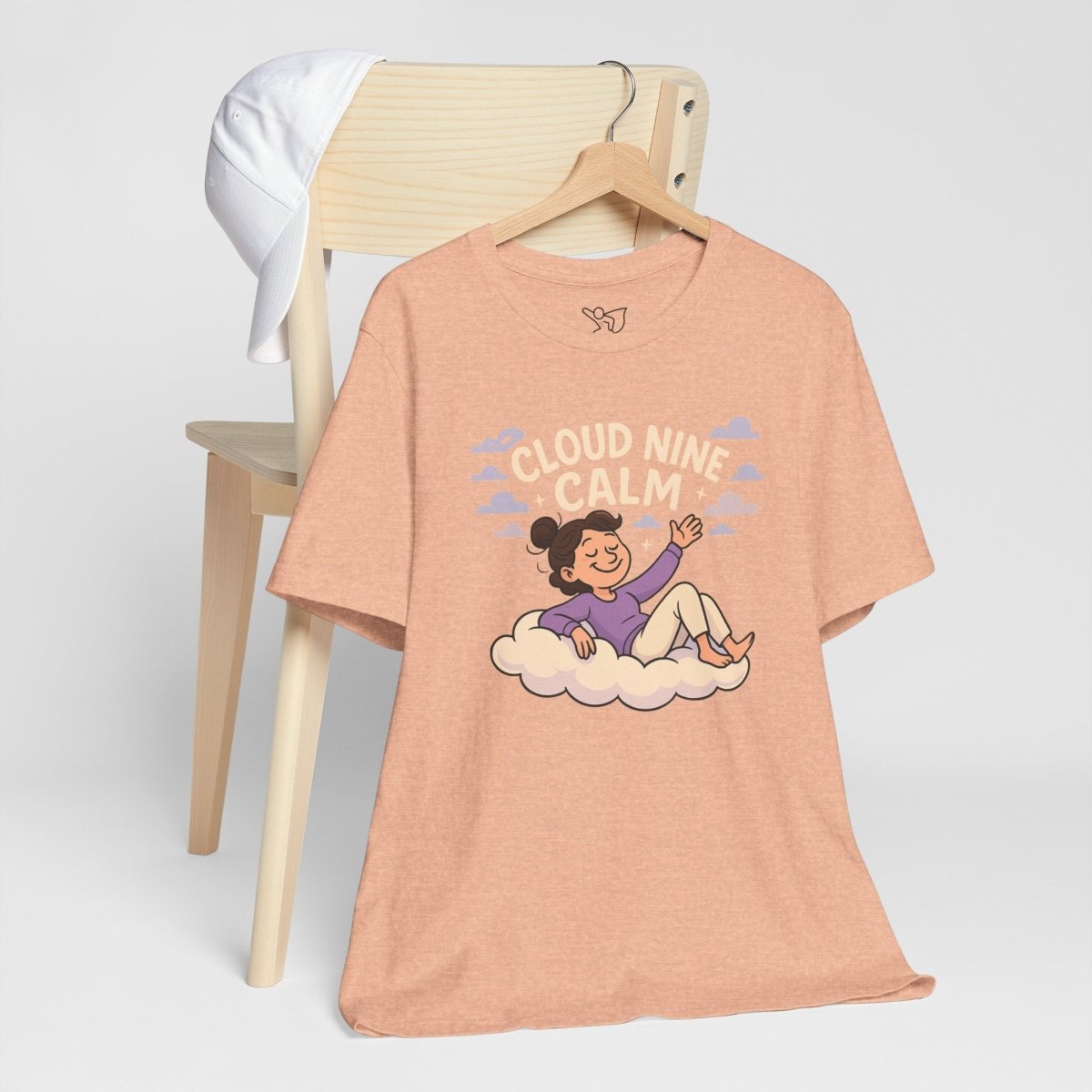 "Cloud Nine Calm" Relaxed Unisex Jersey Short Sleeve T-Shirt, Gift for Mindfulness, Cozy Fashion, Casual Wear, Relaxation Outfit - CW2 MINDSet Collection - AI Tee Hero
