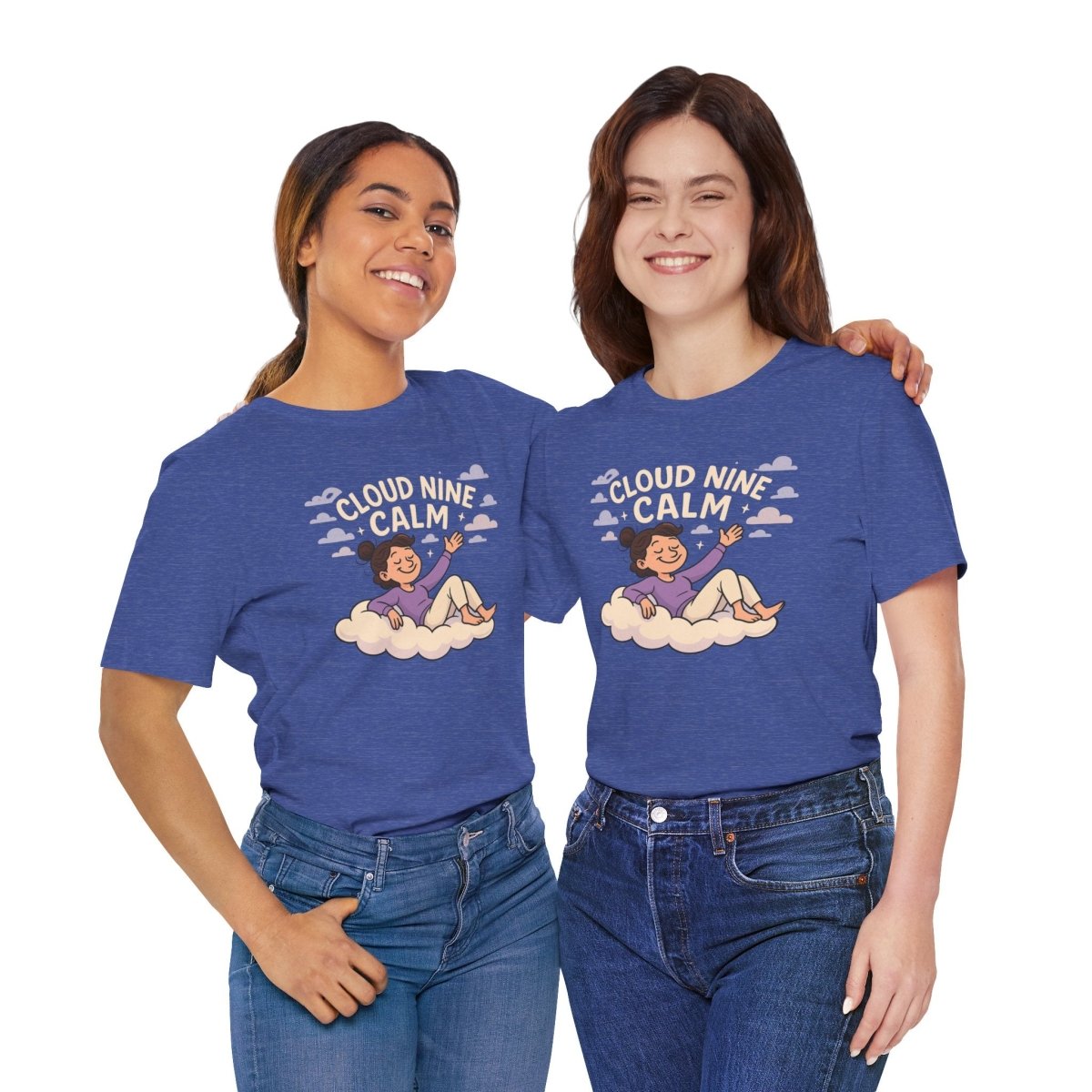 "Cloud Nine Calm" Relaxed Unisex Jersey Short Sleeve T-Shirt, Gift for Mindfulness, Cozy Fashion, Casual Wear, Relaxation Outfit - CW2 MINDSet Collection - AI Tee Hero
