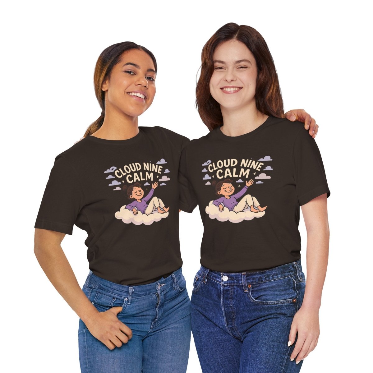 "Cloud Nine Calm" Relaxed Unisex Jersey Short Sleeve T-Shirt, Gift for Mindfulness, Cozy Fashion, Casual Wear, Relaxation Outfit - CW2 MINDSet Collection - AI Tee Hero