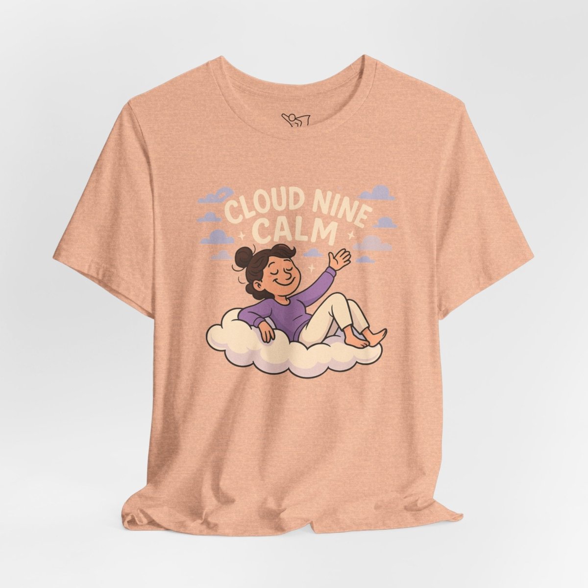 "Cloud Nine Calm" Relaxed Unisex Jersey Short Sleeve T-Shirt, Gift for Mindfulness, Cozy Fashion, Casual Wear, Relaxation Outfit - CW2 MINDSet Collection - AI Tee Hero