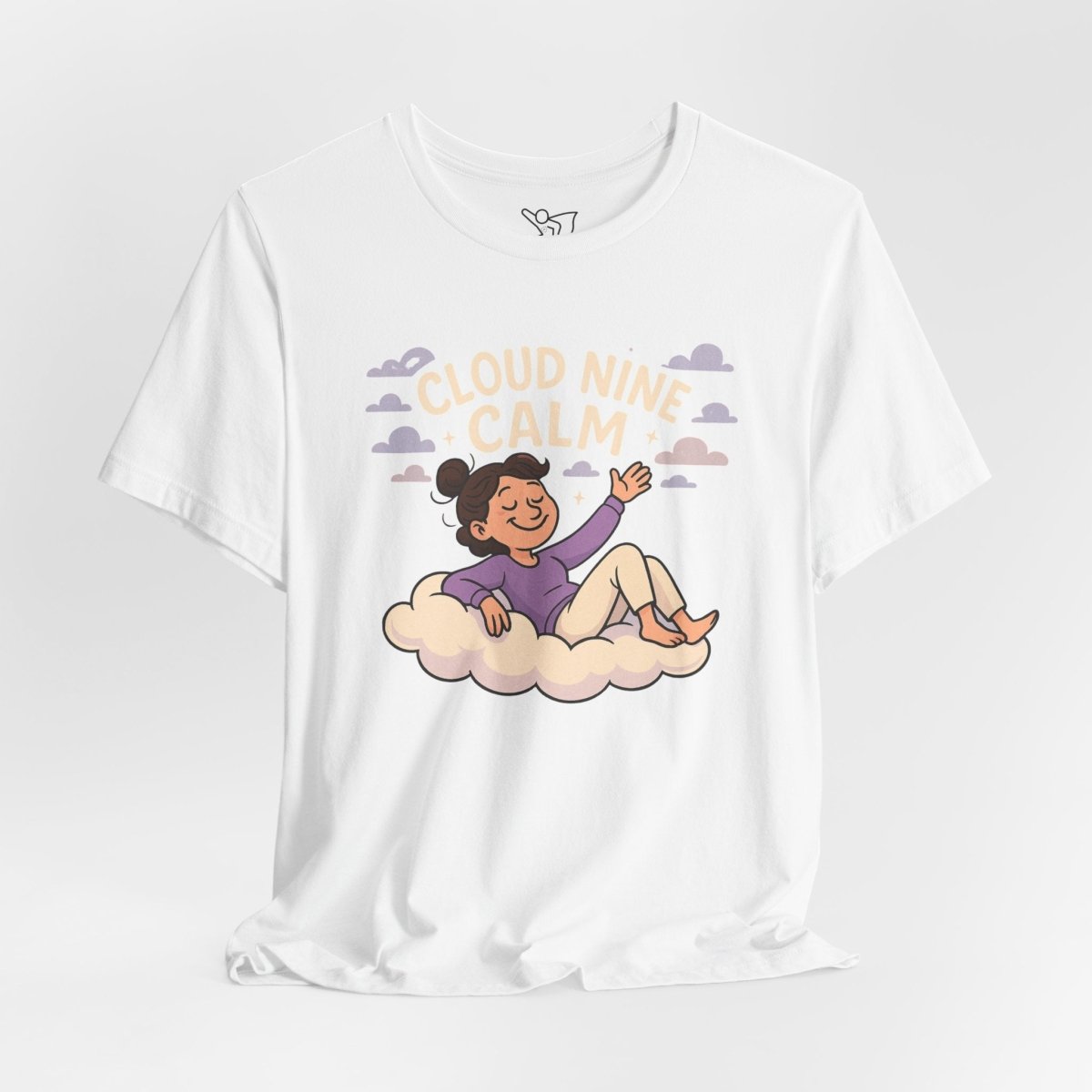 "Cloud Nine Calm" Relaxed Unisex Jersey Short Sleeve T-Shirt, Gift for Mindfulness, Cozy Fashion, Casual Wear, Relaxation Outfit - CW2 MINDSet Collection - AI Tee Hero