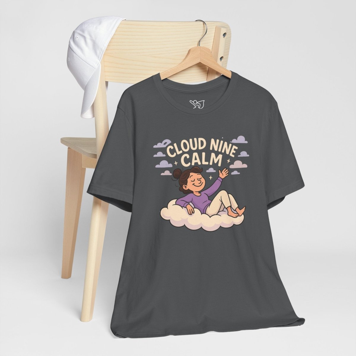 "Cloud Nine Calm" Relaxed Unisex Jersey Short Sleeve T-Shirt, Gift for Mindfulness, Cozy Fashion, Casual Wear, Relaxation Outfit - CW2 MINDSet Collection - AI Tee Hero