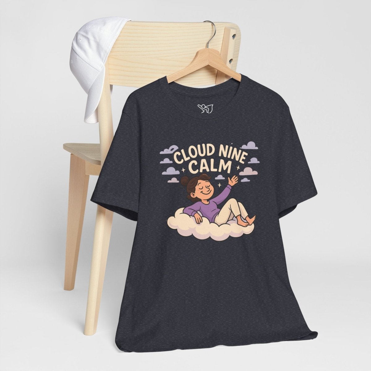 "Cloud Nine Calm" Relaxed Unisex Jersey Short Sleeve T-Shirt, Gift for Mindfulness, Cozy Fashion, Casual Wear, Relaxation Outfit - CW2 MINDSet Collection - AI Tee Hero