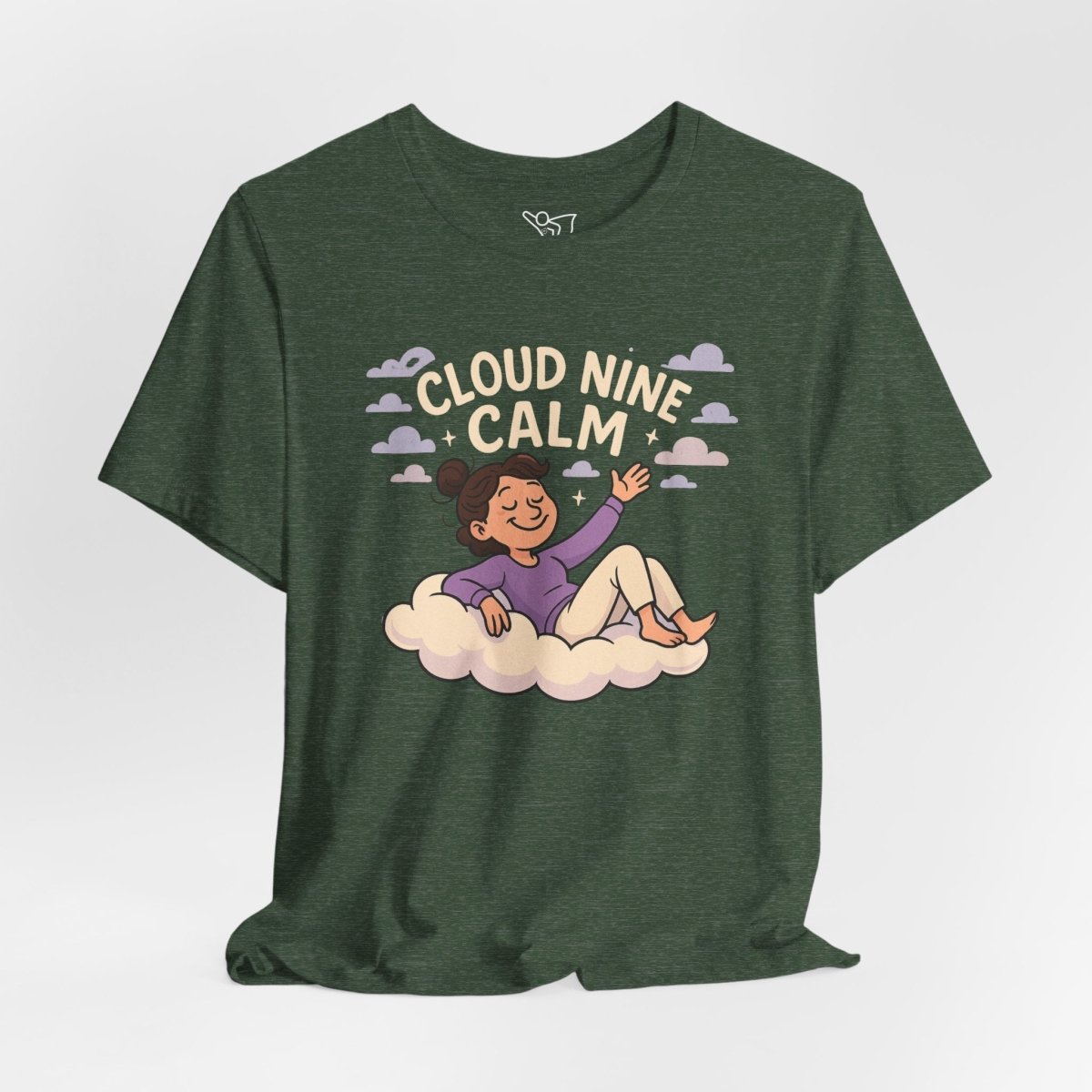 "Cloud Nine Calm" Relaxed Unisex Jersey Short Sleeve T-Shirt, Gift for Mindfulness, Cozy Fashion, Casual Wear, Relaxation Outfit - CW2 MINDSet Collection - AI Tee Hero