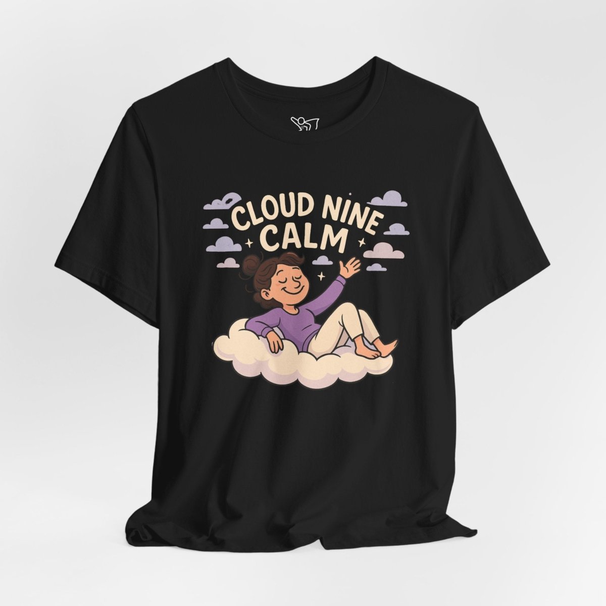 "Cloud Nine Calm" Relaxed Unisex Jersey Short Sleeve T-Shirt, Gift for Mindfulness, Cozy Fashion, Casual Wear, Relaxation Outfit - CW2 MINDSet Collection - AI Tee Hero