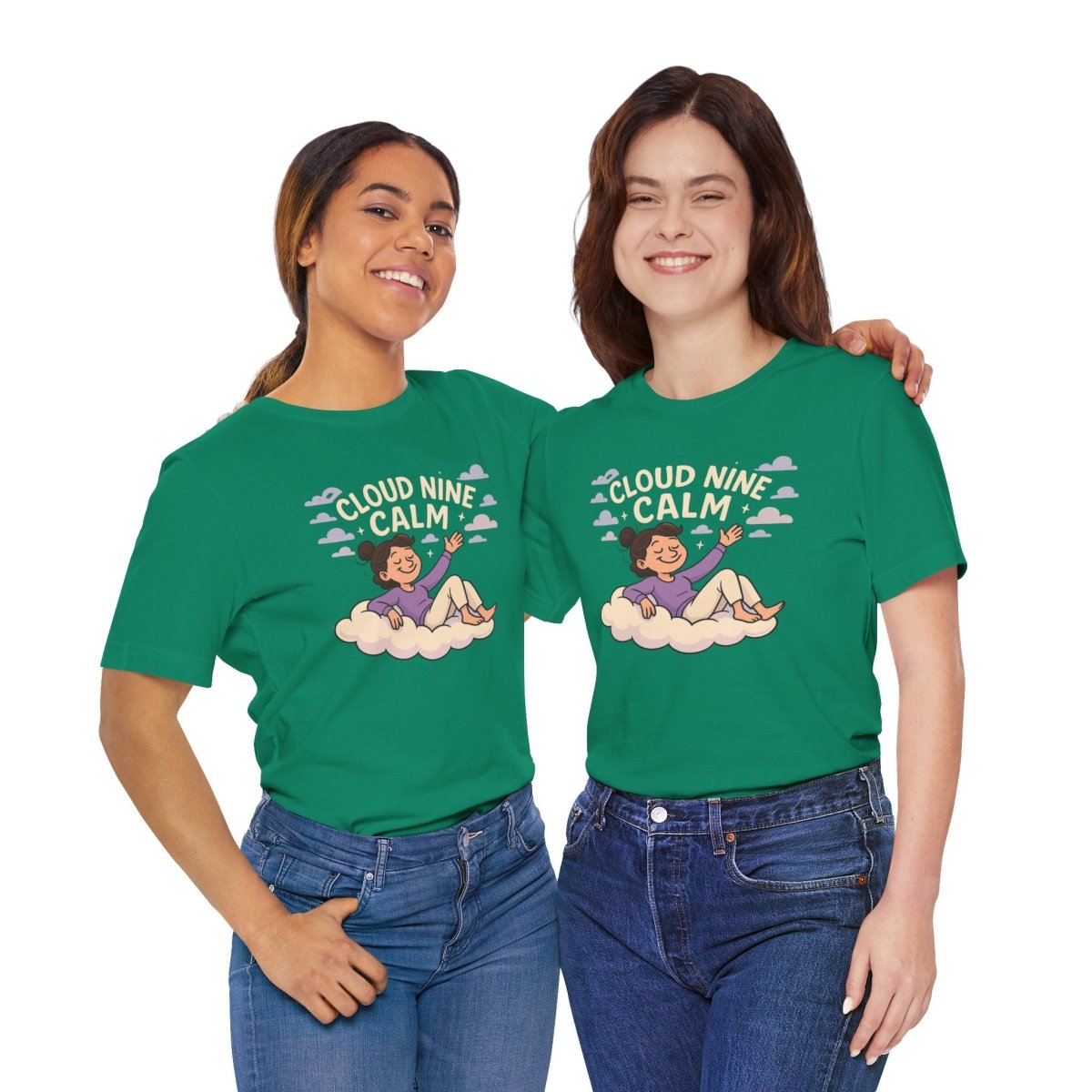 "Cloud Nine Calm" Relaxed Unisex Jersey Short Sleeve T-Shirt, Gift for Mindfulness, Cozy Fashion, Casual Wear, Relaxation Outfit - CW2 MINDSet Collection - AI Tee Hero