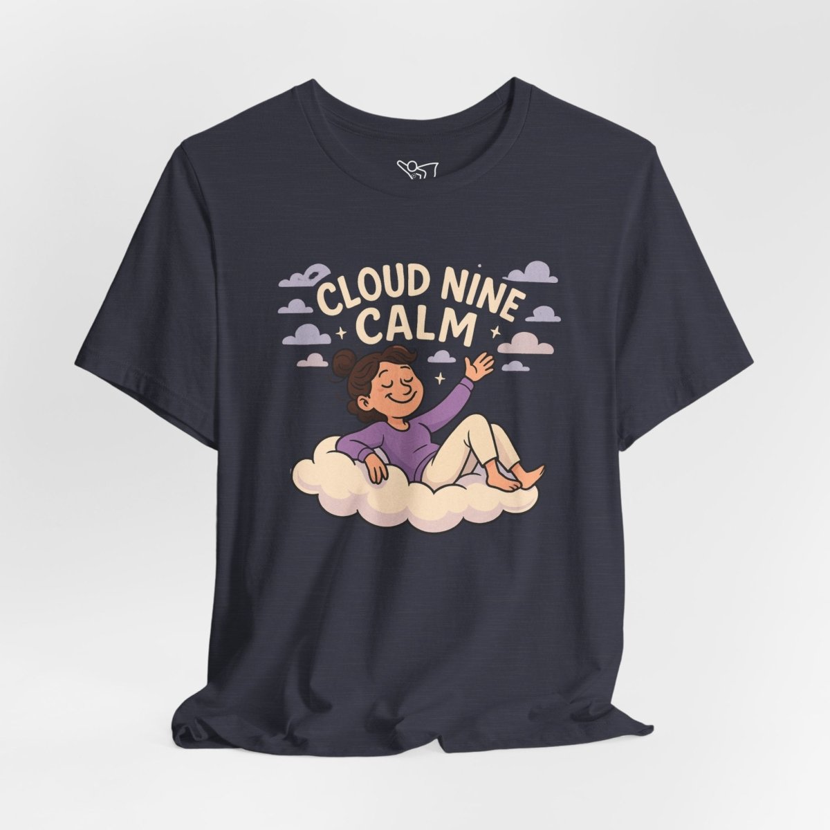 "Cloud Nine Calm" Relaxed Unisex Jersey Short Sleeve T-Shirt, Gift for Mindfulness, Cozy Fashion, Casual Wear, Relaxation Outfit - CW2 MINDSet Collection - AI Tee Hero