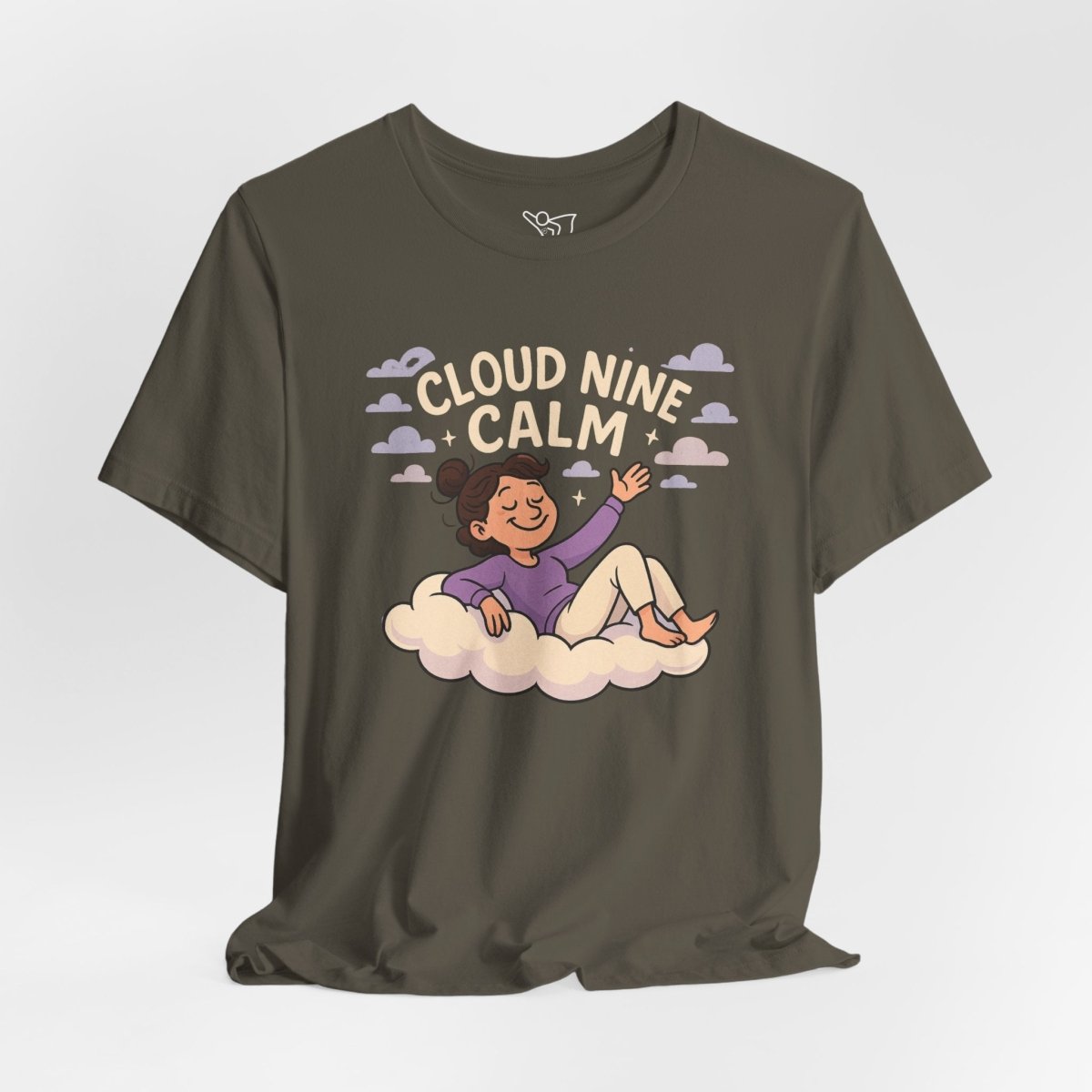 "Cloud Nine Calm" Relaxed Unisex Jersey Short Sleeve T-Shirt, Gift for Mindfulness, Cozy Fashion, Casual Wear, Relaxation Outfit - CW2 MINDSet Collection - AI Tee Hero