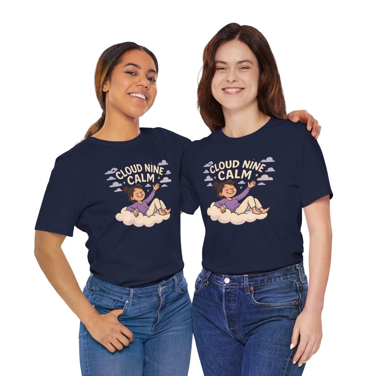 "Cloud Nine Calm" Relaxed Unisex Jersey Short Sleeve T-Shirt, Gift for Mindfulness, Cozy Fashion, Casual Wear, Relaxation Outfit - CW2 MINDSet Collection - AI Tee Hero