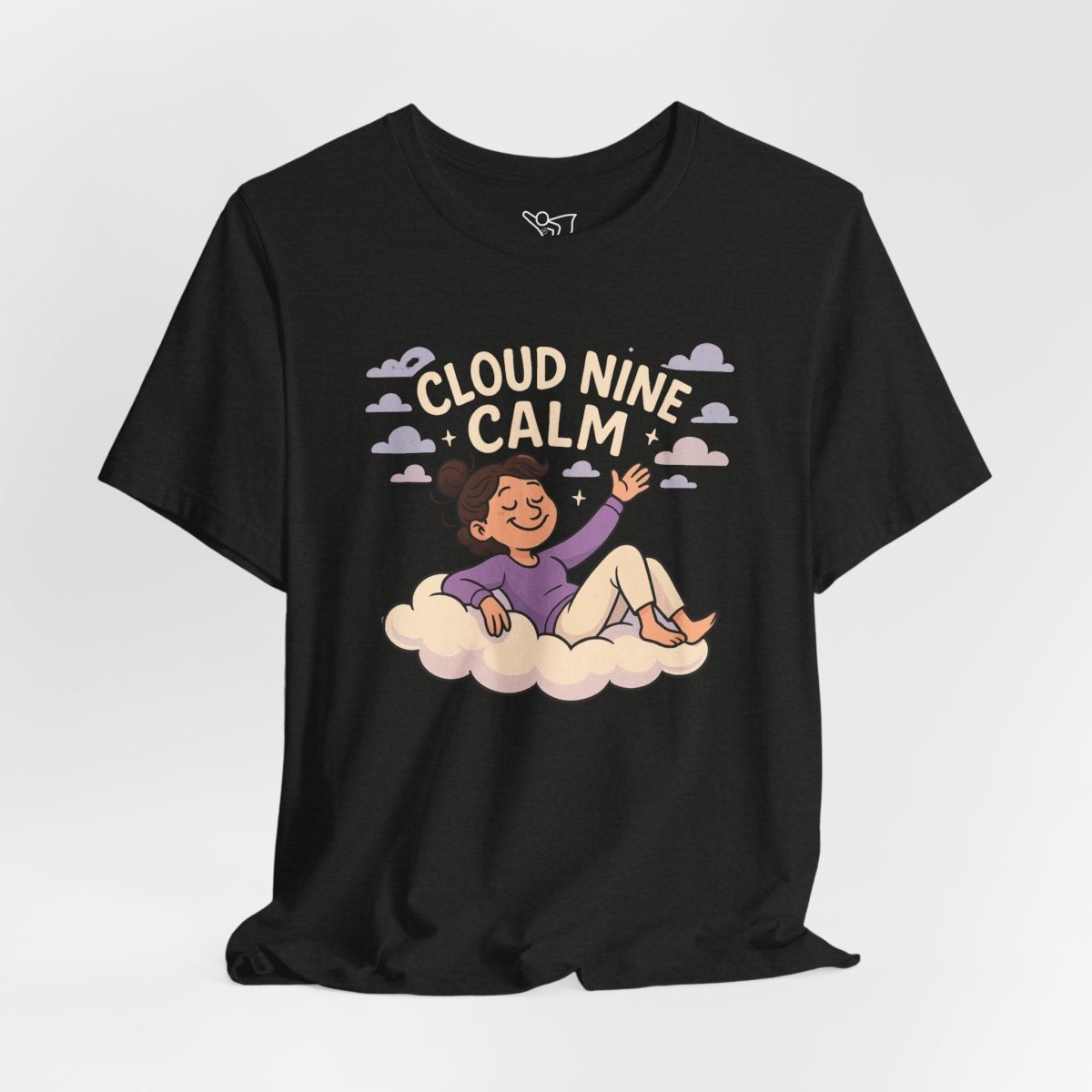 "Cloud Nine Calm" Relaxed Unisex Jersey Short Sleeve T-Shirt, Gift for Mindfulness, Cozy Fashion, Casual Wear, Relaxation Outfit - CW2 MINDSet Collection - AI Tee Hero