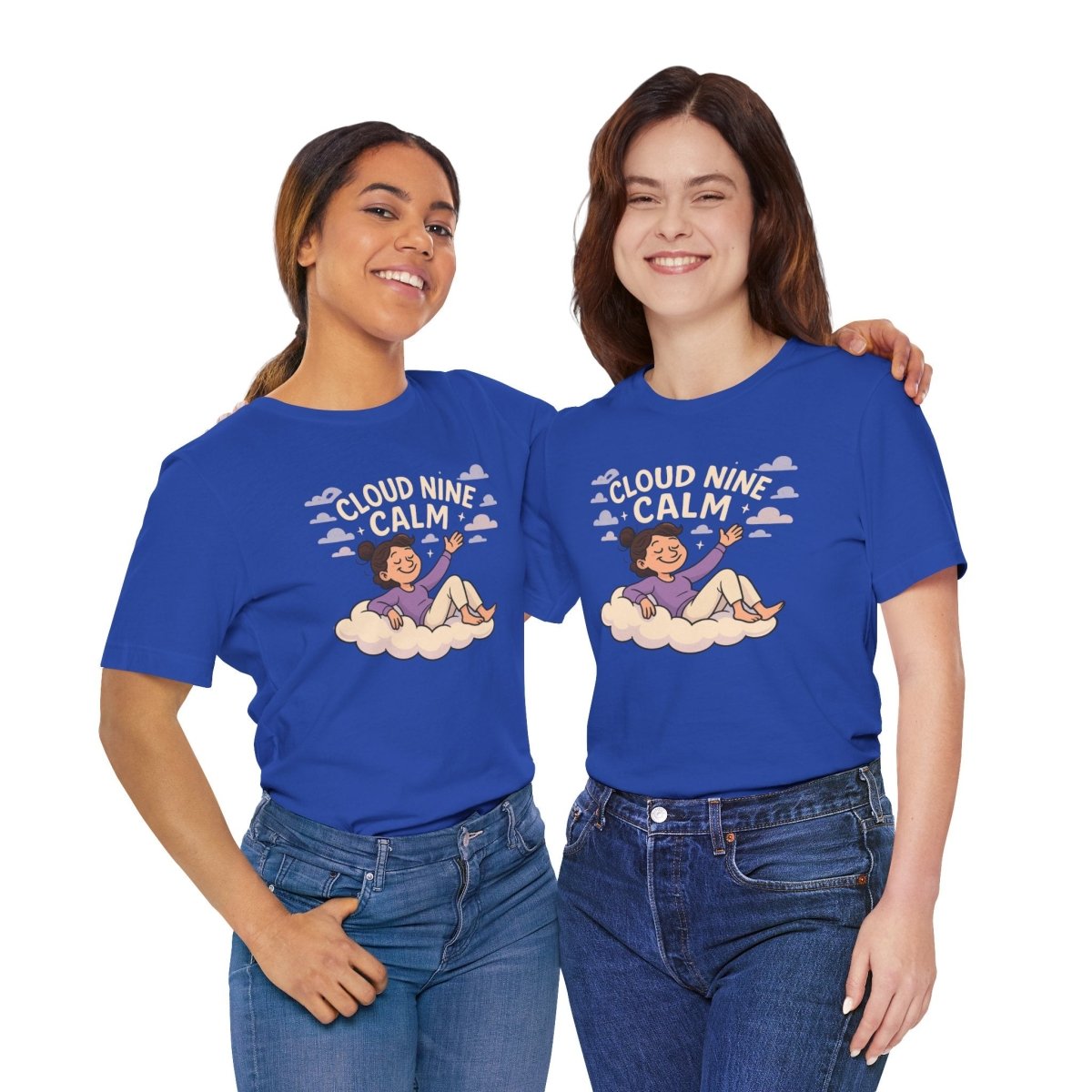 "Cloud Nine Calm" Relaxed Unisex Jersey Short Sleeve T-Shirt, Gift for Mindfulness, Cozy Fashion, Casual Wear, Relaxation Outfit - CW2 MINDSet Collection - AI Tee Hero