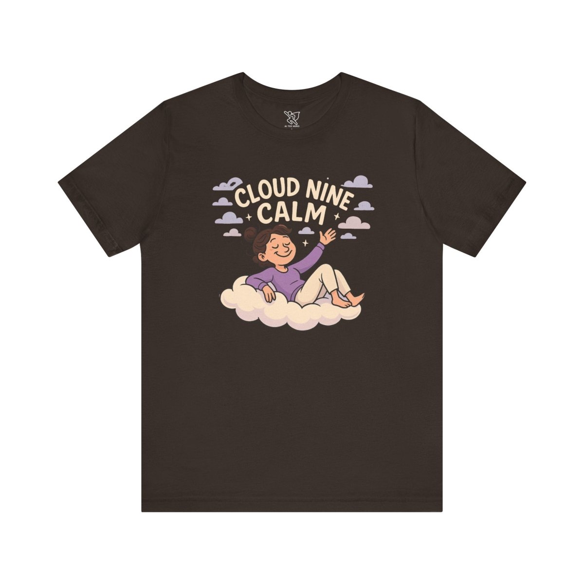"Cloud Nine Calm" Relaxed Unisex Jersey Short Sleeve T-Shirt, Gift for Mindfulness, Cozy Fashion, Casual Wear, Relaxation Outfit - CW2 MINDSet Collection - AI Tee Hero
