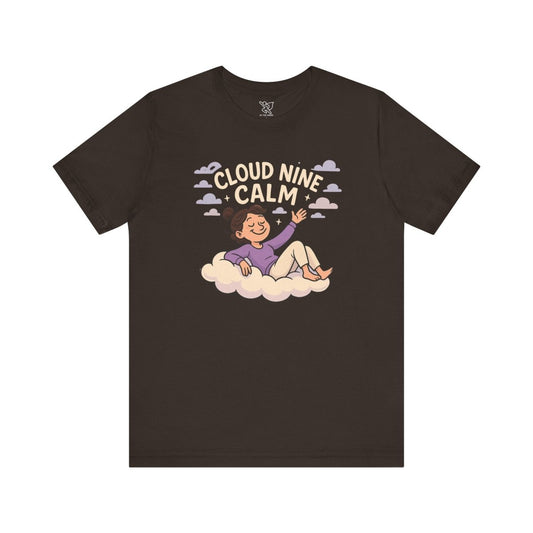 "Cloud Nine Calm" Relaxed Unisex Jersey Short Sleeve T-Shirt, Gift for Mindfulness, Cozy Fashion, Casual Wear, Relaxation Outfit - CW2 MINDSet Collection - AI Tee Hero