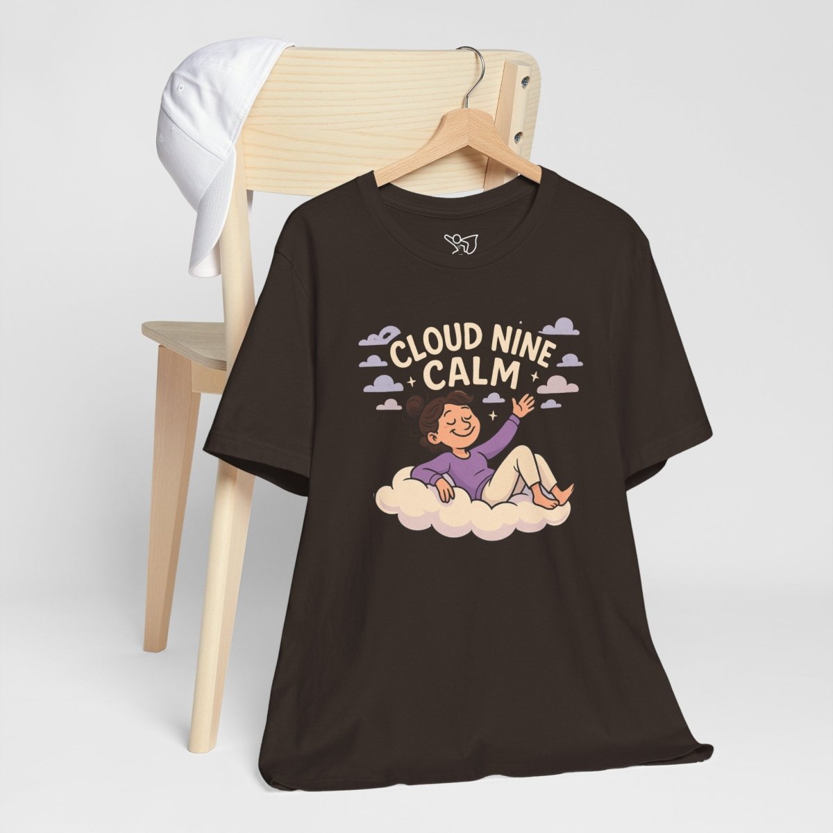 "Cloud Nine Calm" Relaxed Unisex Jersey Short Sleeve T-Shirt, Gift for Mindfulness, Cozy Fashion, Casual Wear, Relaxation Outfit - CW2 MINDSet Collection - AI Tee Hero
