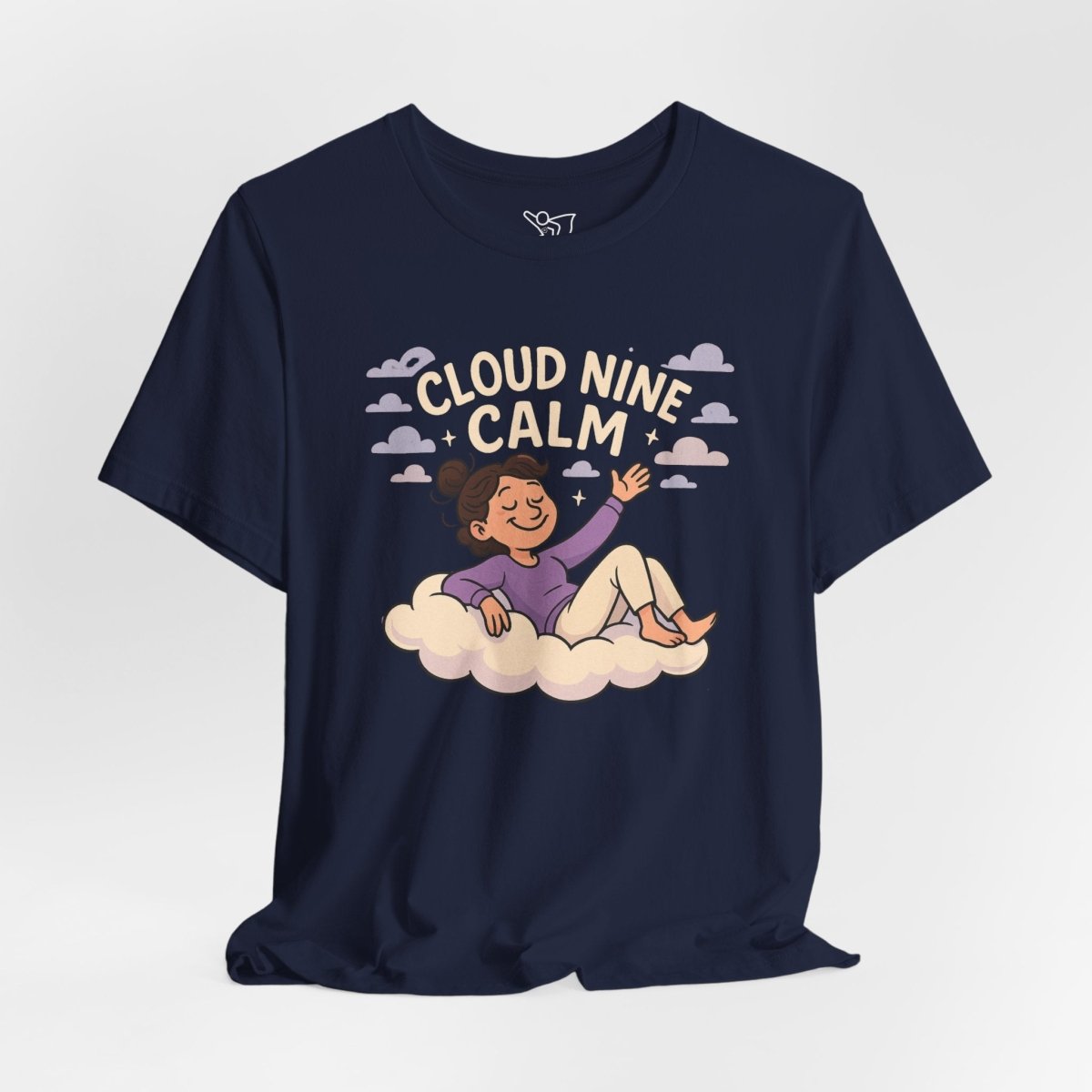 "Cloud Nine Calm" Relaxed Unisex Jersey Short Sleeve T-Shirt, Gift for Mindfulness, Cozy Fashion, Casual Wear, Relaxation Outfit - CW2 MINDSet Collection - AI Tee Hero