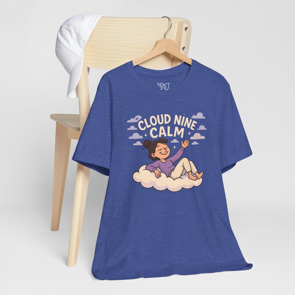 "Cloud Nine Calm" Relaxed Unisex Jersey Short Sleeve T-Shirt, Gift for Mindfulness, Cozy Fashion, Casual Wear, Relaxation Outfit - CW2 MINDSet Collection - AI Tee Hero
