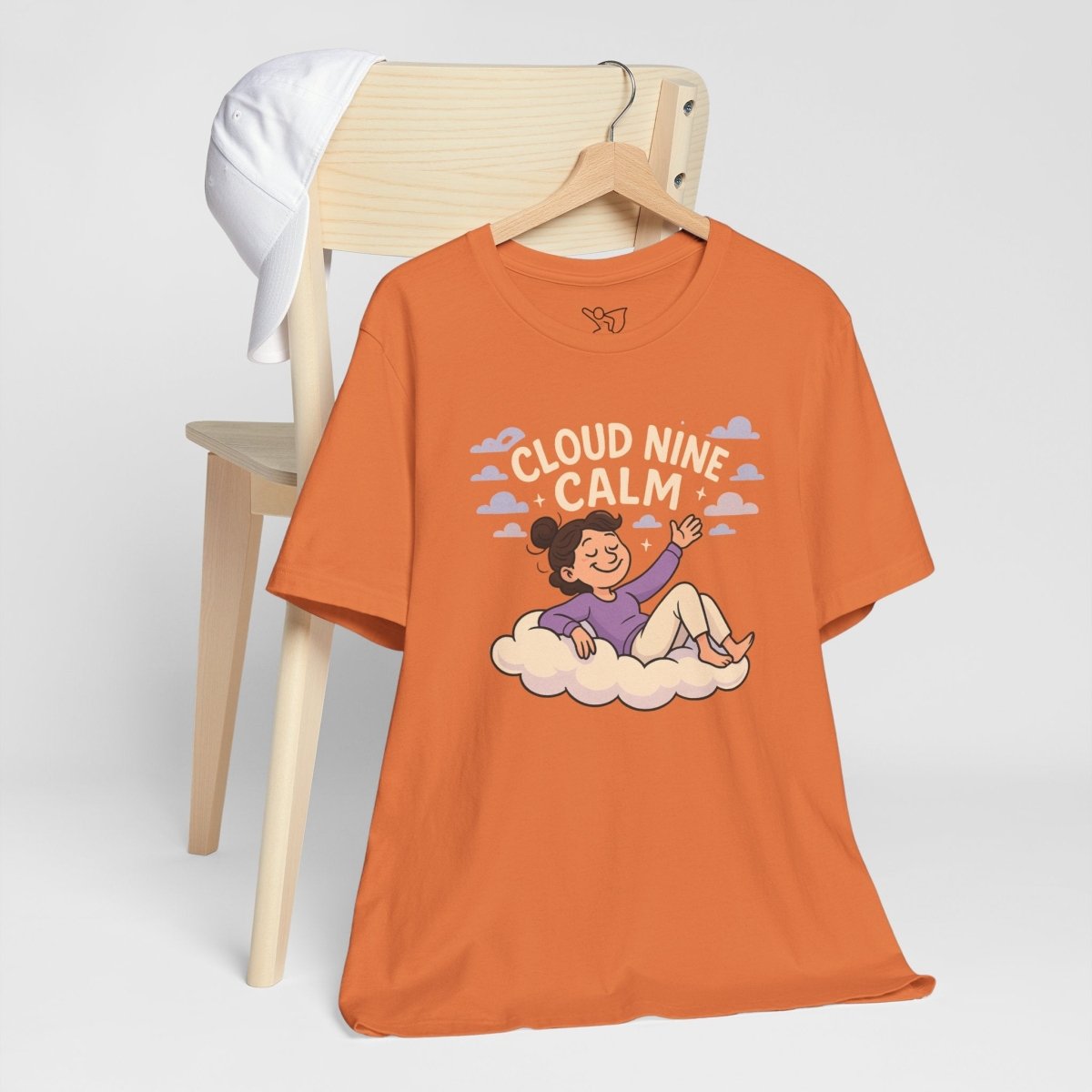 "Cloud Nine Calm" Relaxed Unisex Jersey Short Sleeve T-Shirt, Gift for Mindfulness, Cozy Fashion, Casual Wear, Relaxation Outfit - CW2 MINDSet Collection - AI Tee Hero