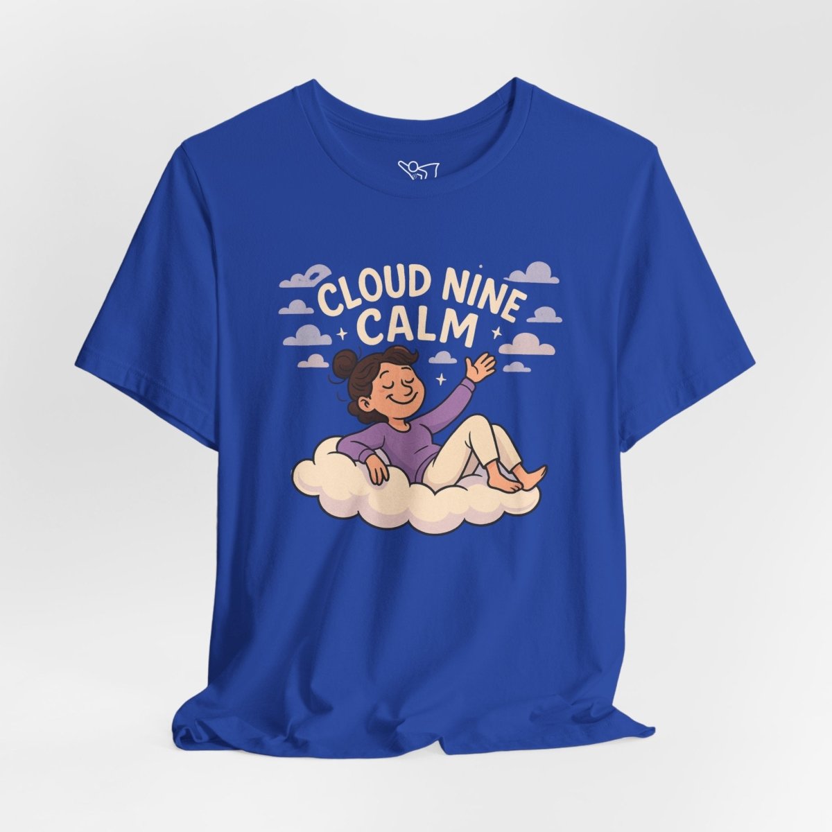 "Cloud Nine Calm" Relaxed Unisex Jersey Short Sleeve T-Shirt, Gift for Mindfulness, Cozy Fashion, Casual Wear, Relaxation Outfit - CW2 MINDSet Collection - AI Tee Hero