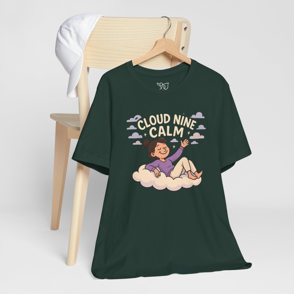 "Cloud Nine Calm" Relaxed Unisex Jersey Short Sleeve T-Shirt, Gift for Mindfulness, Cozy Fashion, Casual Wear, Relaxation Outfit - CW2 MINDSet Collection - AI Tee Hero