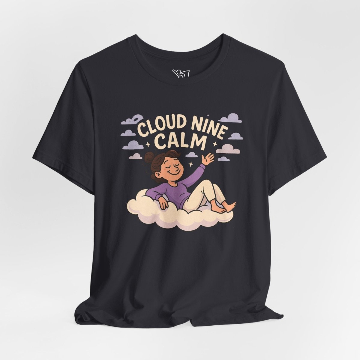 "Cloud Nine Calm" Relaxed Unisex Jersey Short Sleeve T-Shirt, Gift for Mindfulness, Cozy Fashion, Casual Wear, Relaxation Outfit - CW2 MINDSet Collection - AI Tee Hero