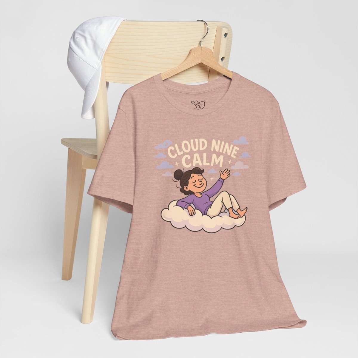 "Cloud Nine Calm" Relaxed Unisex Jersey Short Sleeve T-Shirt, Gift for Mindfulness, Cozy Fashion, Casual Wear, Relaxation Outfit - CW2 MINDSet Collection - AI Tee Hero