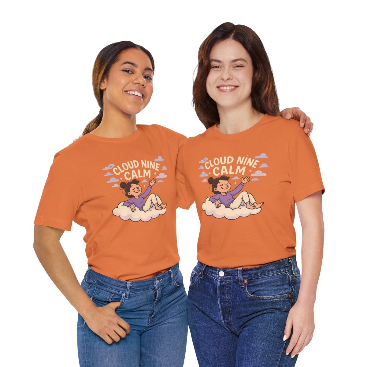"Cloud Nine Calm" Relaxed Unisex Jersey Short Sleeve T-Shirt, Gift for Mindfulness, Cozy Fashion, Casual Wear, Relaxation Outfit - CW2 MINDSet Collection - AI Tee Hero