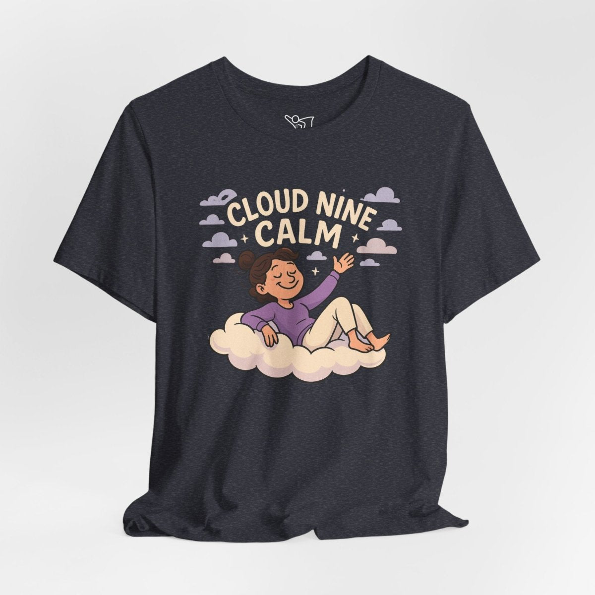 "Cloud Nine Calm" Relaxed Unisex Jersey Short Sleeve T-Shirt, Gift for Mindfulness, Cozy Fashion, Casual Wear, Relaxation Outfit - CW2 MINDSet Collection - AI Tee Hero