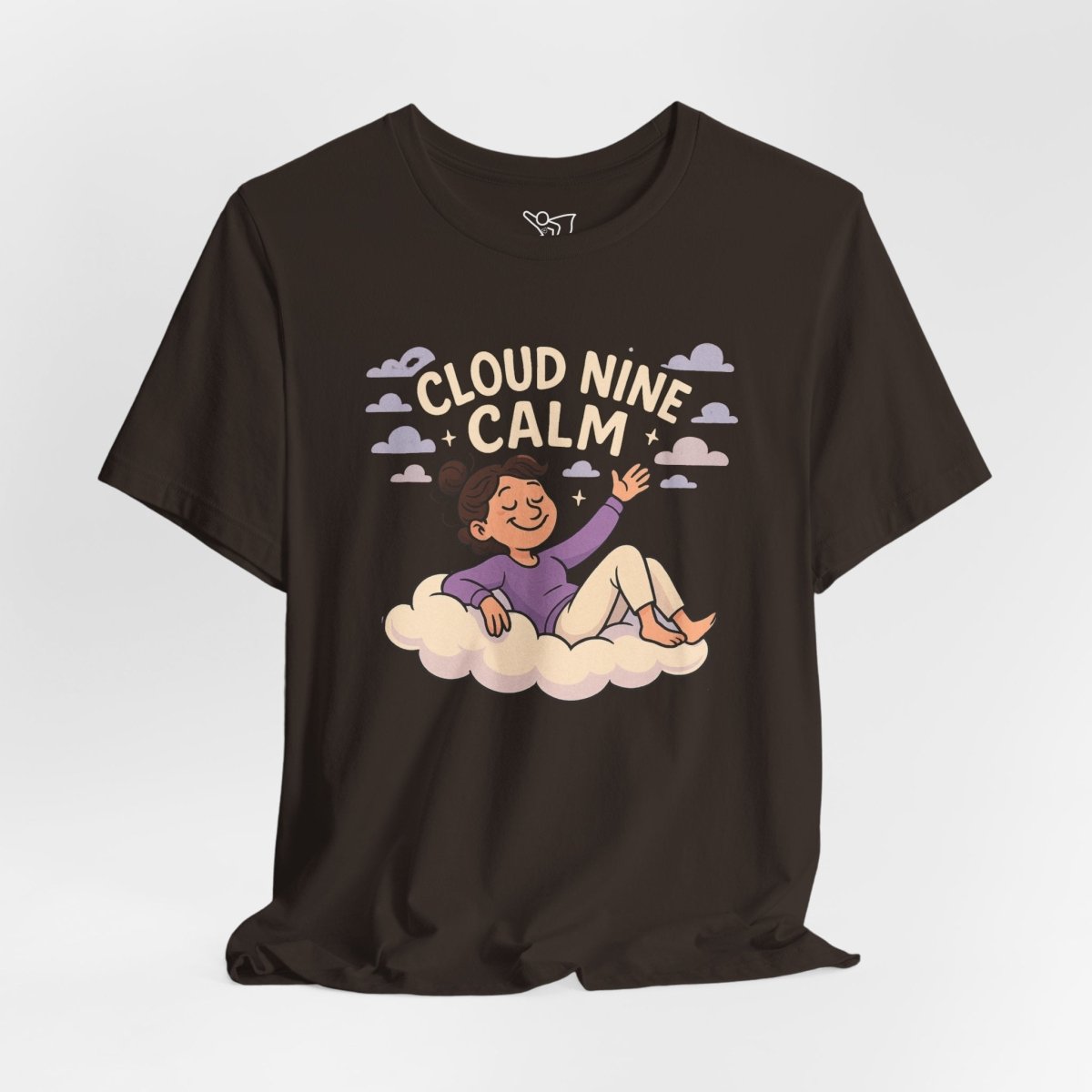 "Cloud Nine Calm" Relaxed Unisex Jersey Short Sleeve T-Shirt, Gift for Mindfulness, Cozy Fashion, Casual Wear, Relaxation Outfit - CW2 MINDSet Collection - AI Tee Hero
