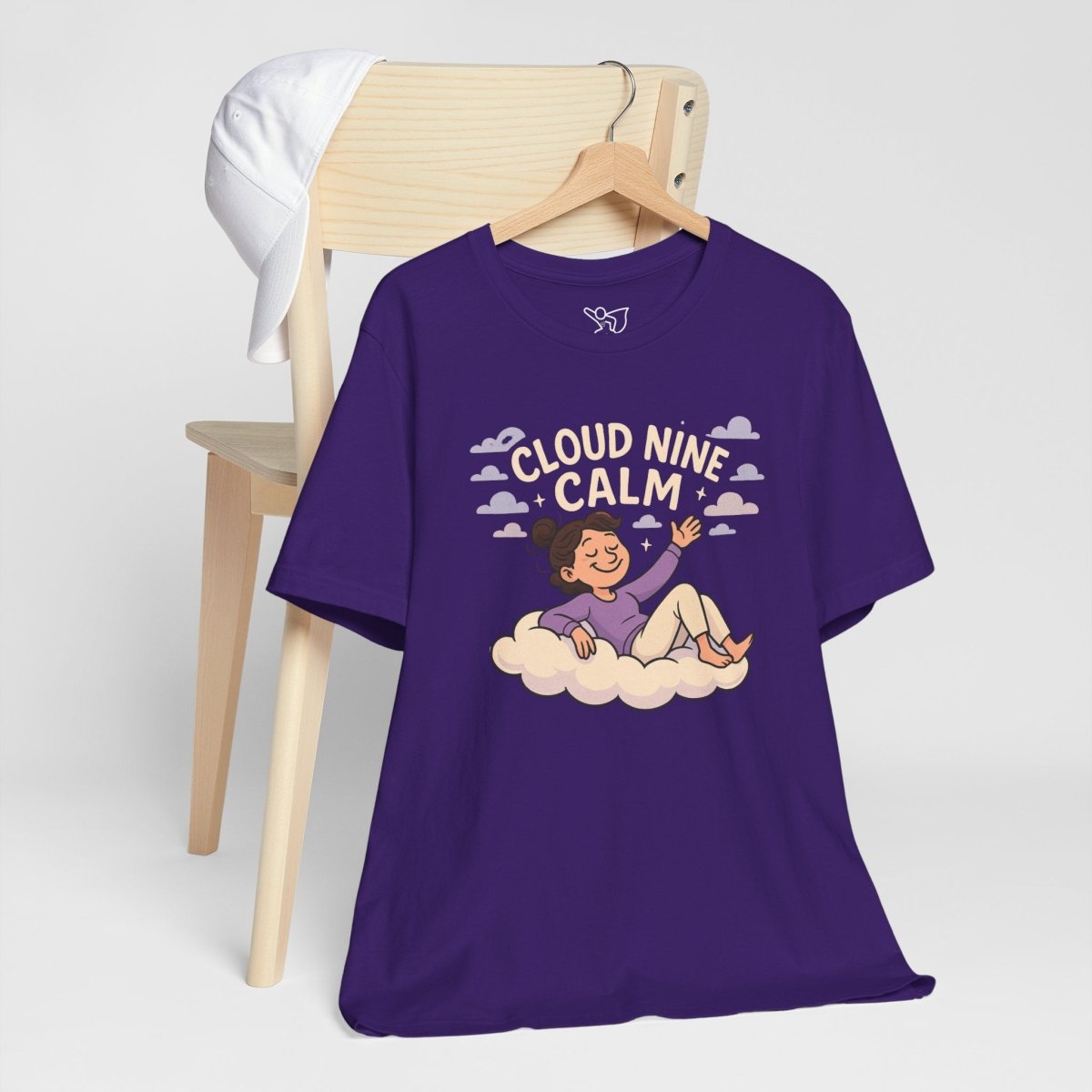 "Cloud Nine Calm" Relaxed Unisex Jersey Short Sleeve T-Shirt, Gift for Mindfulness, Cozy Fashion, Casual Wear, Relaxation Outfit - CW2 MINDSet Collection - AI Tee Hero