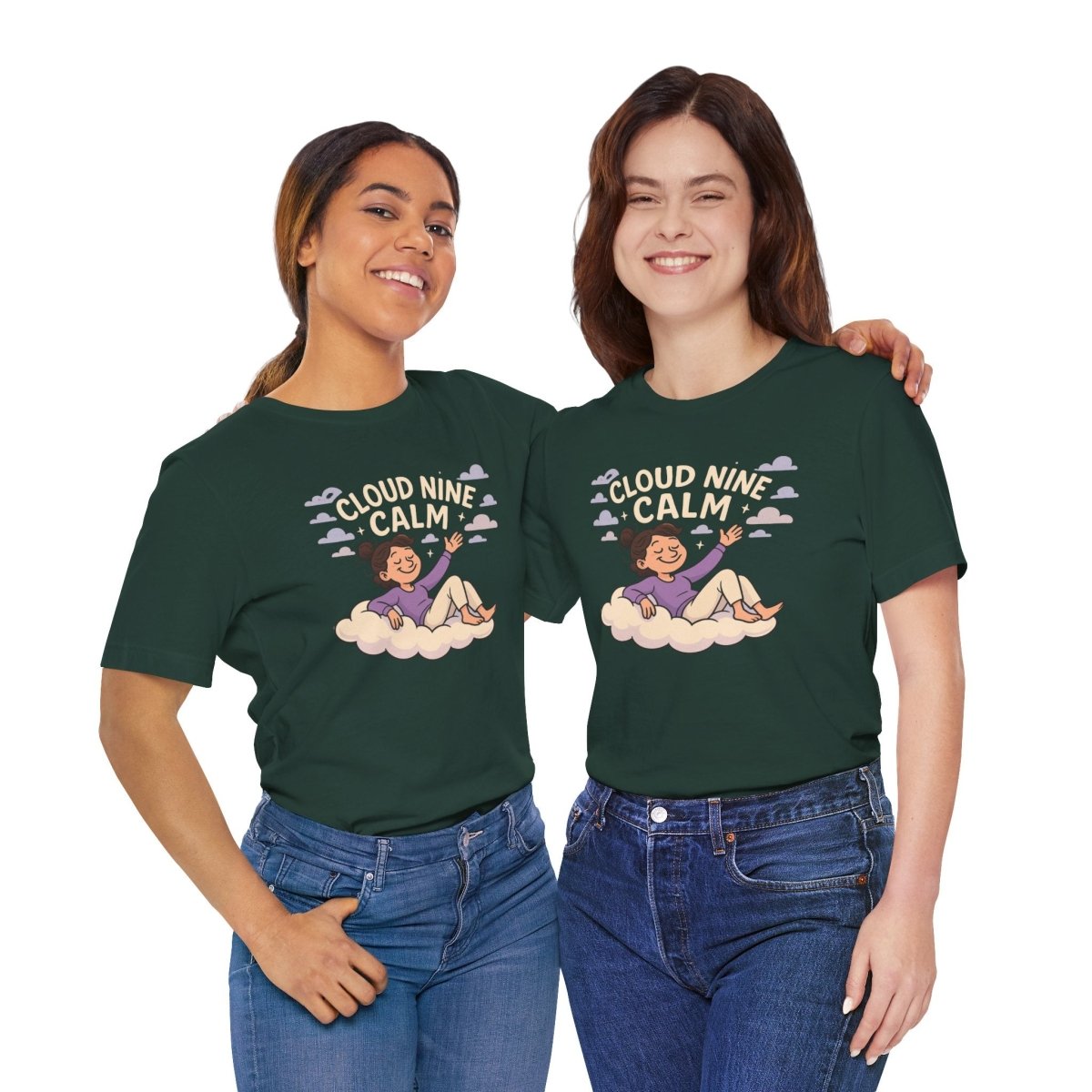 "Cloud Nine Calm" Relaxed Unisex Jersey Short Sleeve T-Shirt, Gift for Mindfulness, Cozy Fashion, Casual Wear, Relaxation Outfit - CW2 MINDSet Collection - AI Tee Hero
