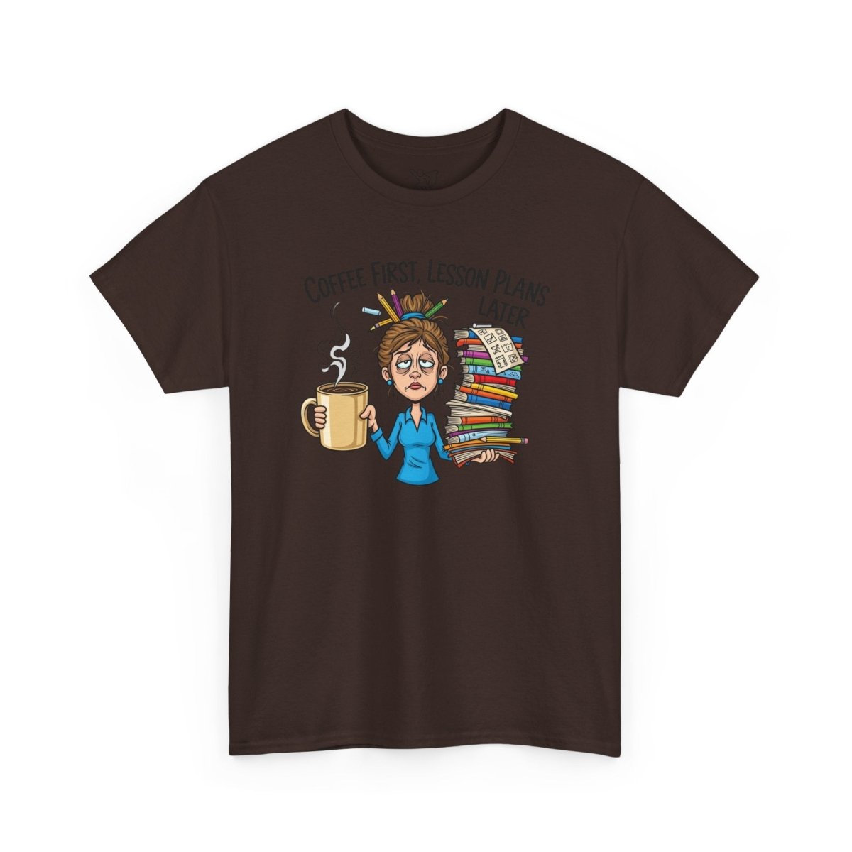 "Coffee First, Lesson Plans Later." CW 2 - Unisex Tee, Funny Teacher Shirt, Lesson Plans Later Tee, Gift for Educators, School Humor Apparel - AI Tee Hero