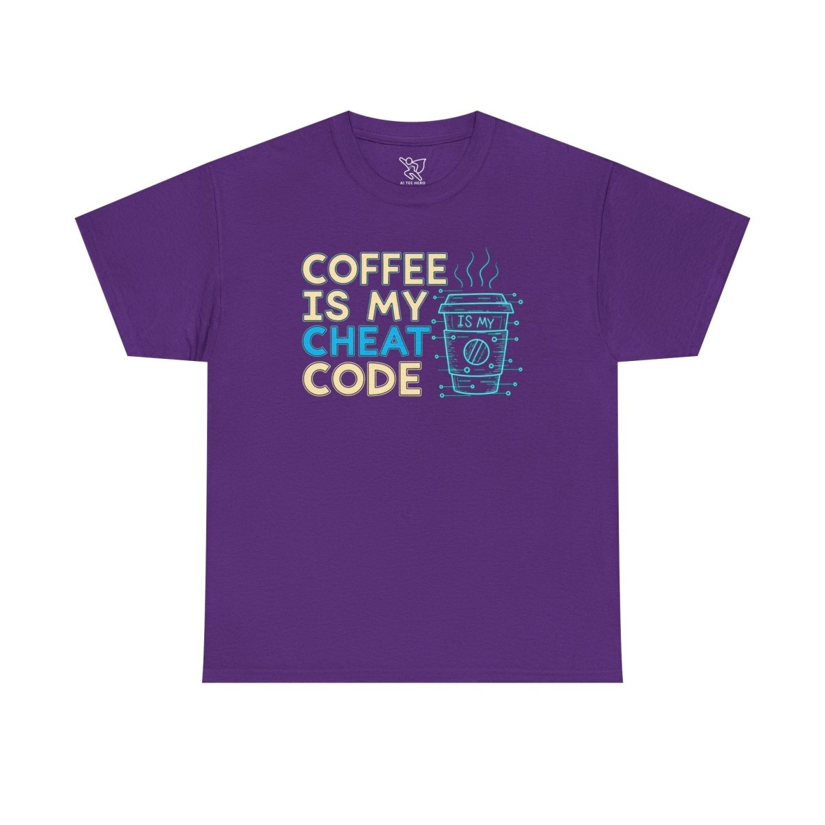 "Coffee is My Cheat Code" CW - 1 Coffee Lover's Unisex Heavy Cotton Tee, Perfect for Casual Wear, Gifts for Friends, Coffee Obsessed, Everyday Comfort - AI Tee Hero