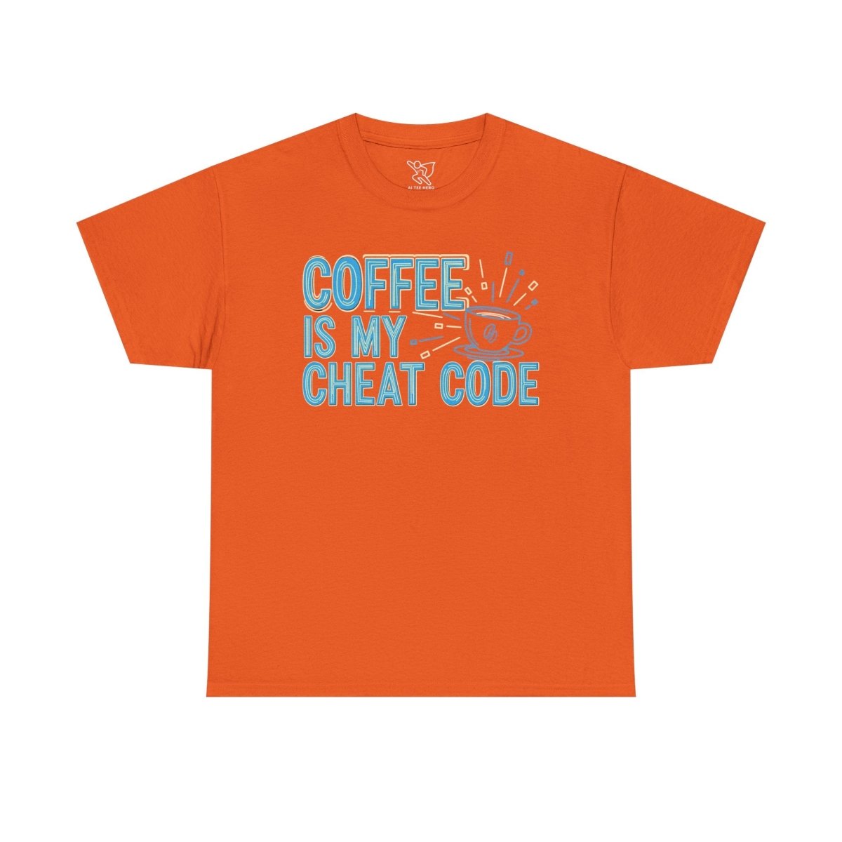 "Coffee is My Cheat Code" CW - 2 Coffee Lover's Unisex Heavy Cotton Tee, Perfect for Casual Wear, Gifts for Friends, Coffee Obsessed, Everyday Comfort - AI Tee Hero