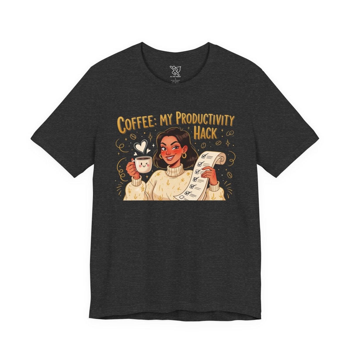 "Coffee: My Productivity Hack" Funny Tee, Gift for Coffee Lovers, Unisex Funny Shirt, Casual Wear, Quirky Gift Idea - AI Tee Hero