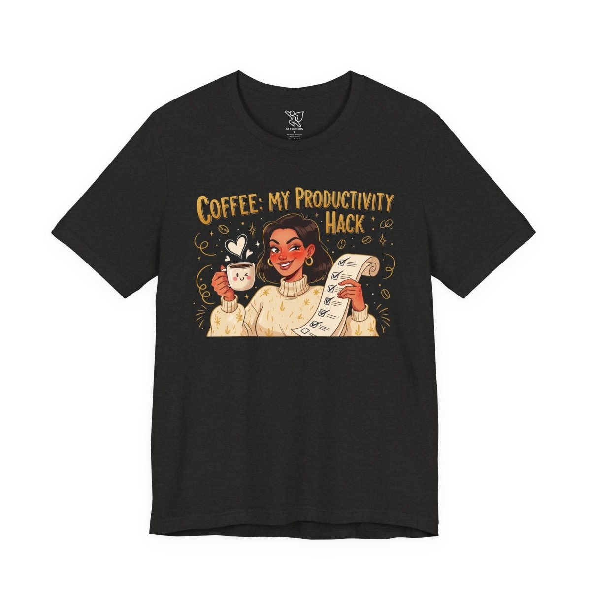 "Coffee: My Productivity Hack" Funny Tee, Gift for Coffee Lovers, Unisex Funny Shirt, Casual Wear, Quirky Gift Idea - AI Tee Hero
