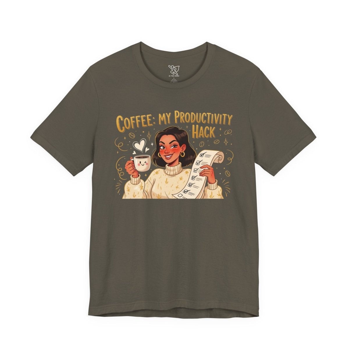 "Coffee: My Productivity Hack" Funny Tee, Gift for Coffee Lovers, Unisex Funny Shirt, Casual Wear, Quirky Gift Idea - AI Tee Hero