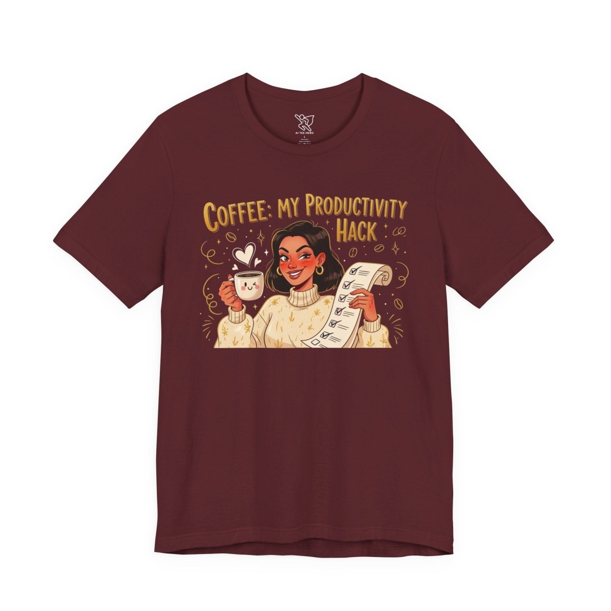 "Coffee: My Productivity Hack" Funny Tee, Gift for Coffee Lovers, Unisex Funny Shirt, Casual Wear, Quirky Gift Idea - AI Tee Hero