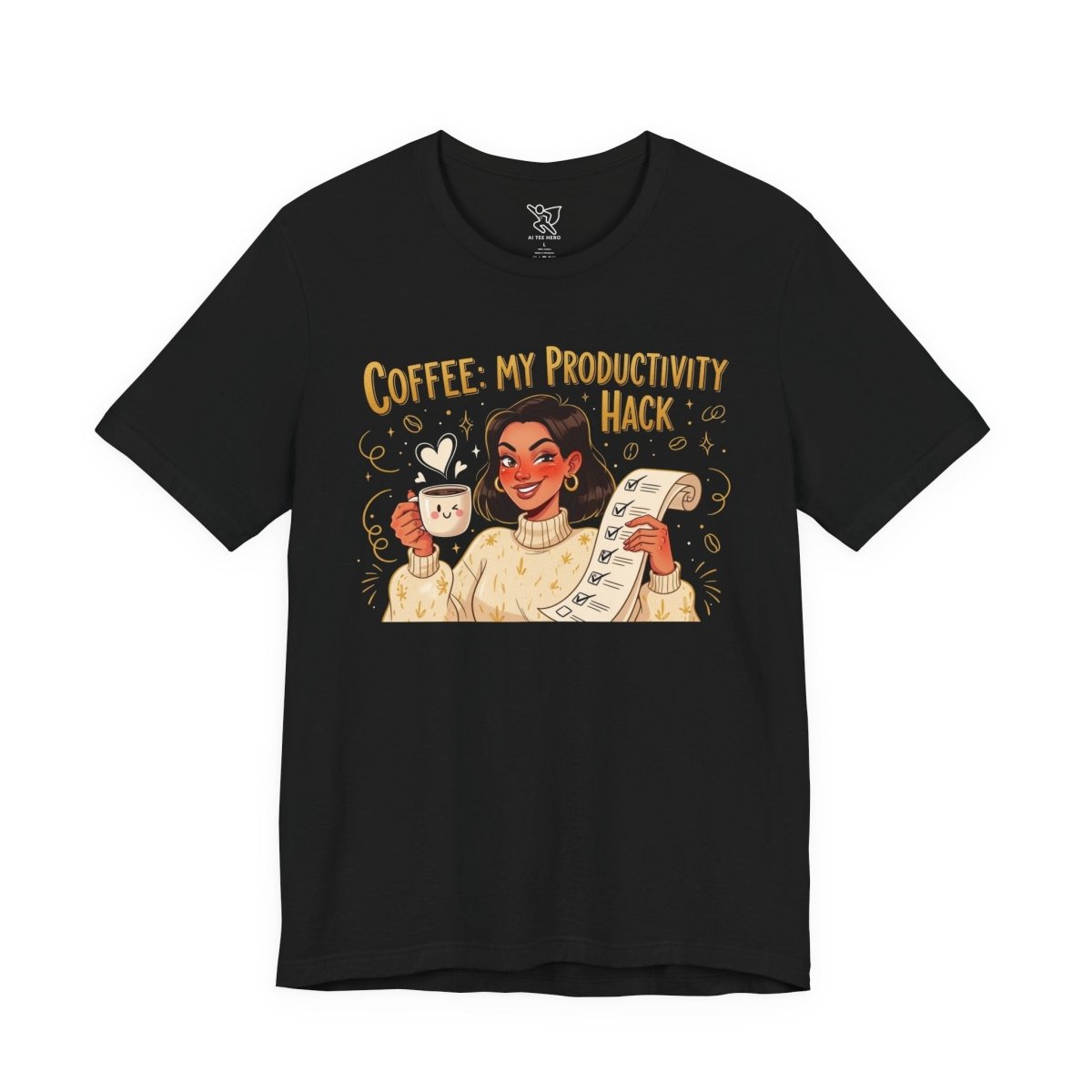 "Coffee: My Productivity Hack" Funny Tee, Gift for Coffee Lovers, Unisex Funny Shirt, Casual Wear, Quirky Gift Idea - AI Tee Hero