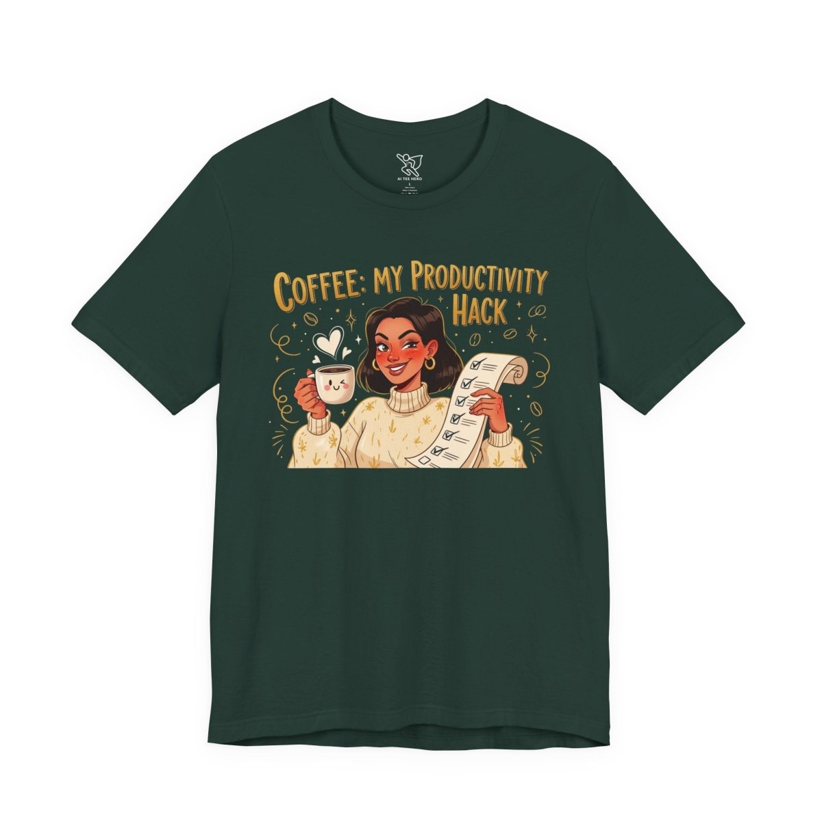 "Coffee: My Productivity Hack" Funny Tee, Gift for Coffee Lovers, Unisex Funny Shirt, Casual Wear, Quirky Gift Idea - AI Tee Hero