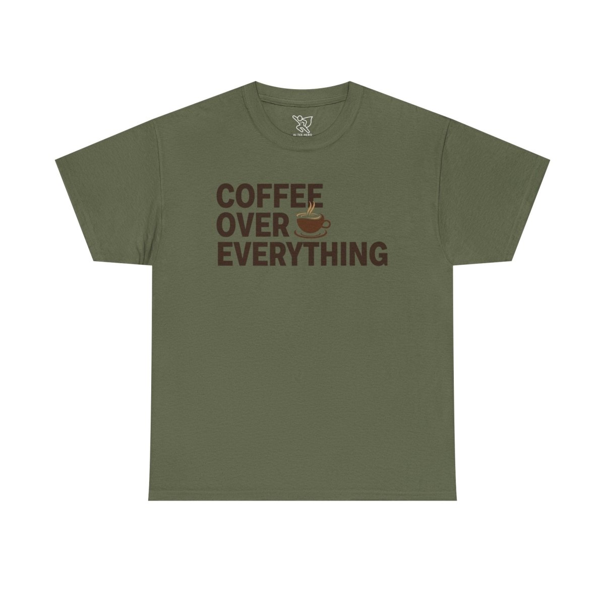"Coffee Over Everything" Coffee Lovers Unisex Heavy Cotton Tee, Perfect Gift for Baristas, Coffee Enthusiasts, Casual Wear, Birthday Gift, Coffee Addict Tee - AI Tee Hero