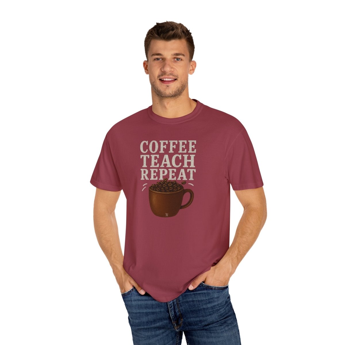 "Coffee.Teach.Repeat" CW - 1 Teacher T-Shirt, Gift for Educators, Back to School Tee, Funny Teacher Apparel, Unisex Graphic Shirt, Coffee Lovers Gift - AI Tee Hero