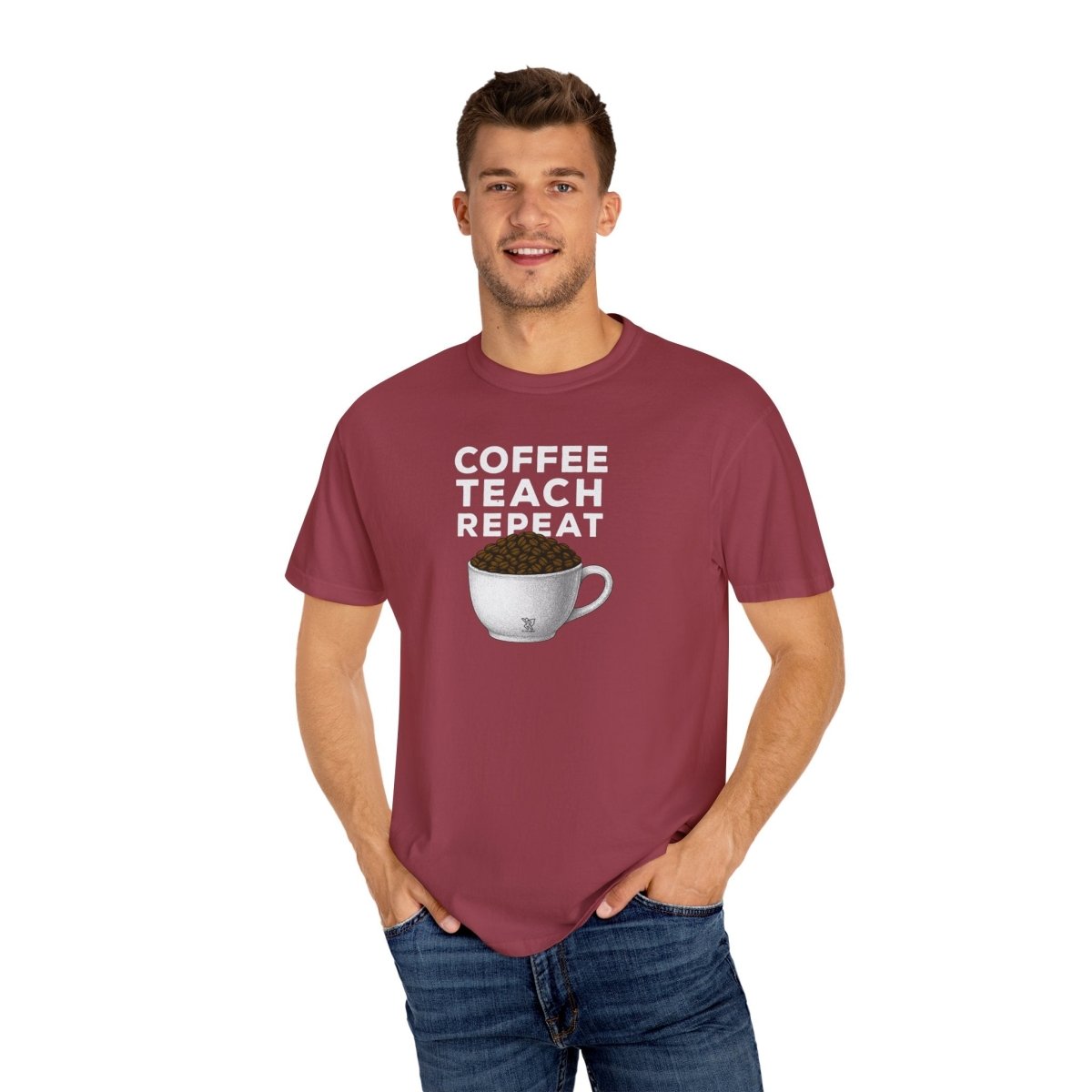 "Coffee.Teach.Repeat" CW - 2 Teacher T-Shirt, Gift for Educators, Back to School Tee, Funny Teacher Apparel, Unisex Graphic Shirt, Coffee Lovers Gift - AI Tee Hero