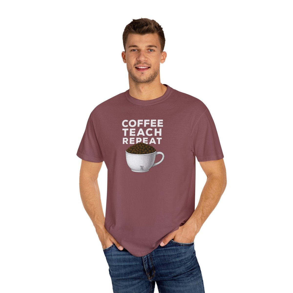"Coffee.Teach.Repeat" CW - 2 Teacher T-Shirt, Gift for Educators, Back to School Tee, Funny Teacher Apparel, Unisex Graphic Shirt, Coffee Lovers Gift - AI Tee Hero