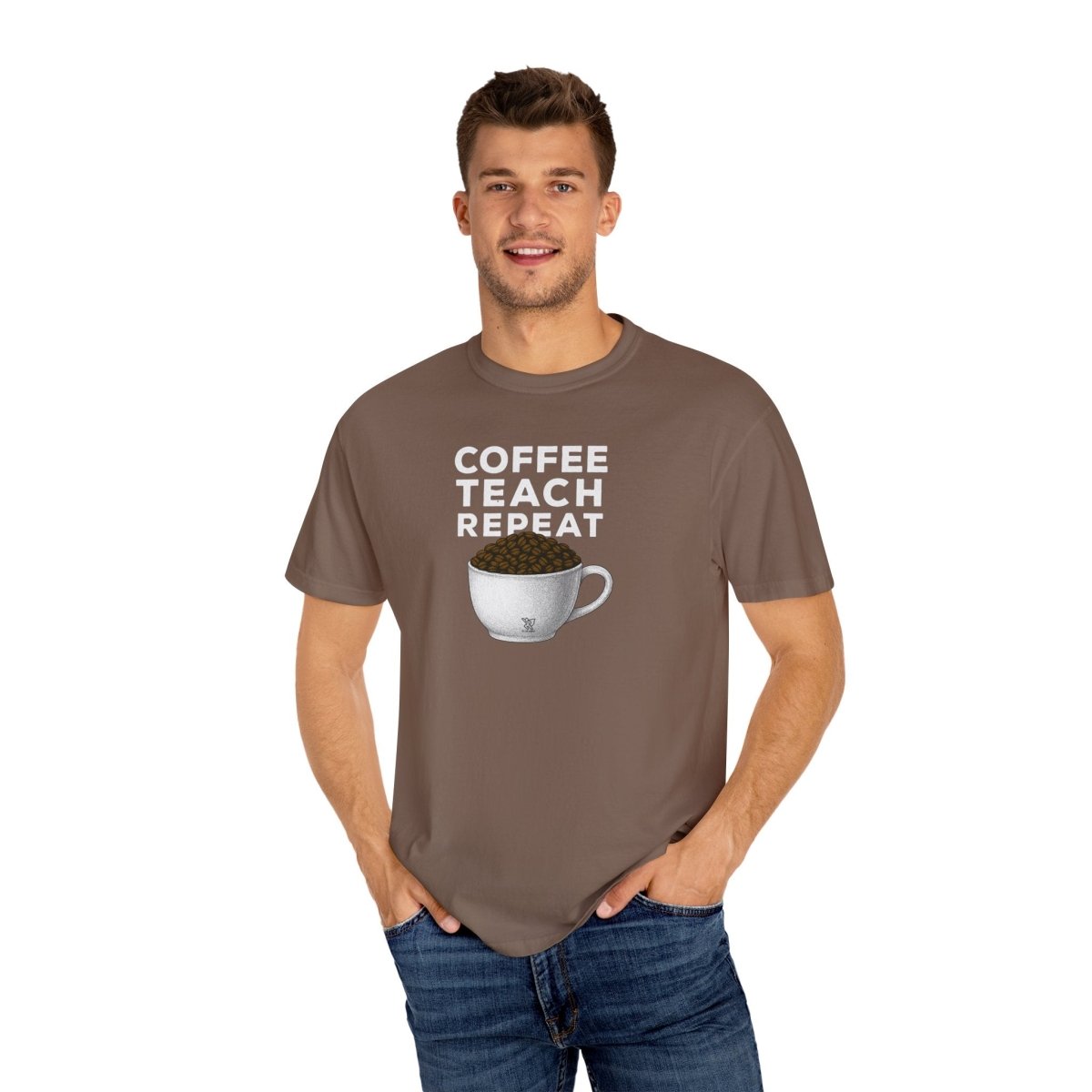"Coffee.Teach.Repeat" CW - 2 Teacher T-Shirt, Gift for Educators, Back to School Tee, Funny Teacher Apparel, Unisex Graphic Shirt, Coffee Lovers Gift - AI Tee Hero