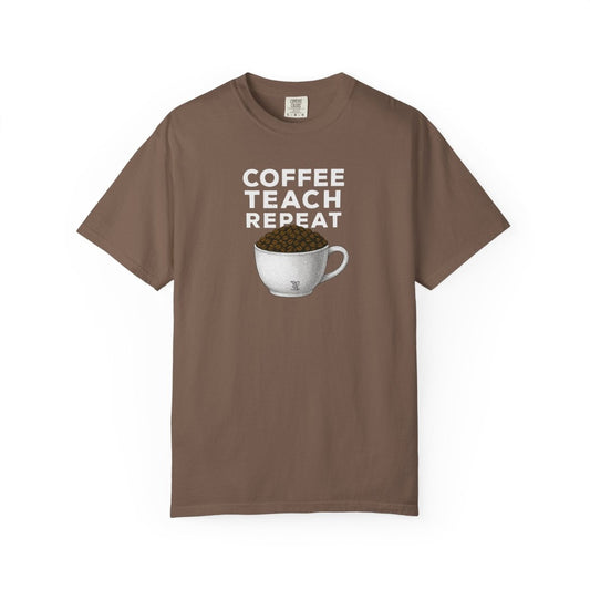 "Coffee.Teach.Repeat" CW - 2 Teacher T-Shirt, Gift for Educators, Back to School Tee, Funny Teacher Apparel, Unisex Graphic Shirt, Coffee Lovers Gift - AI Tee Hero