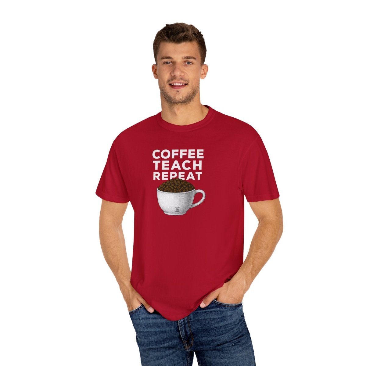 "Coffee.Teach.Repeat" CW - 2 Teacher T-Shirt, Gift for Educators, Back to School Tee, Funny Teacher Apparel, Unisex Graphic Shirt, Coffee Lovers Gift - AI Tee Hero