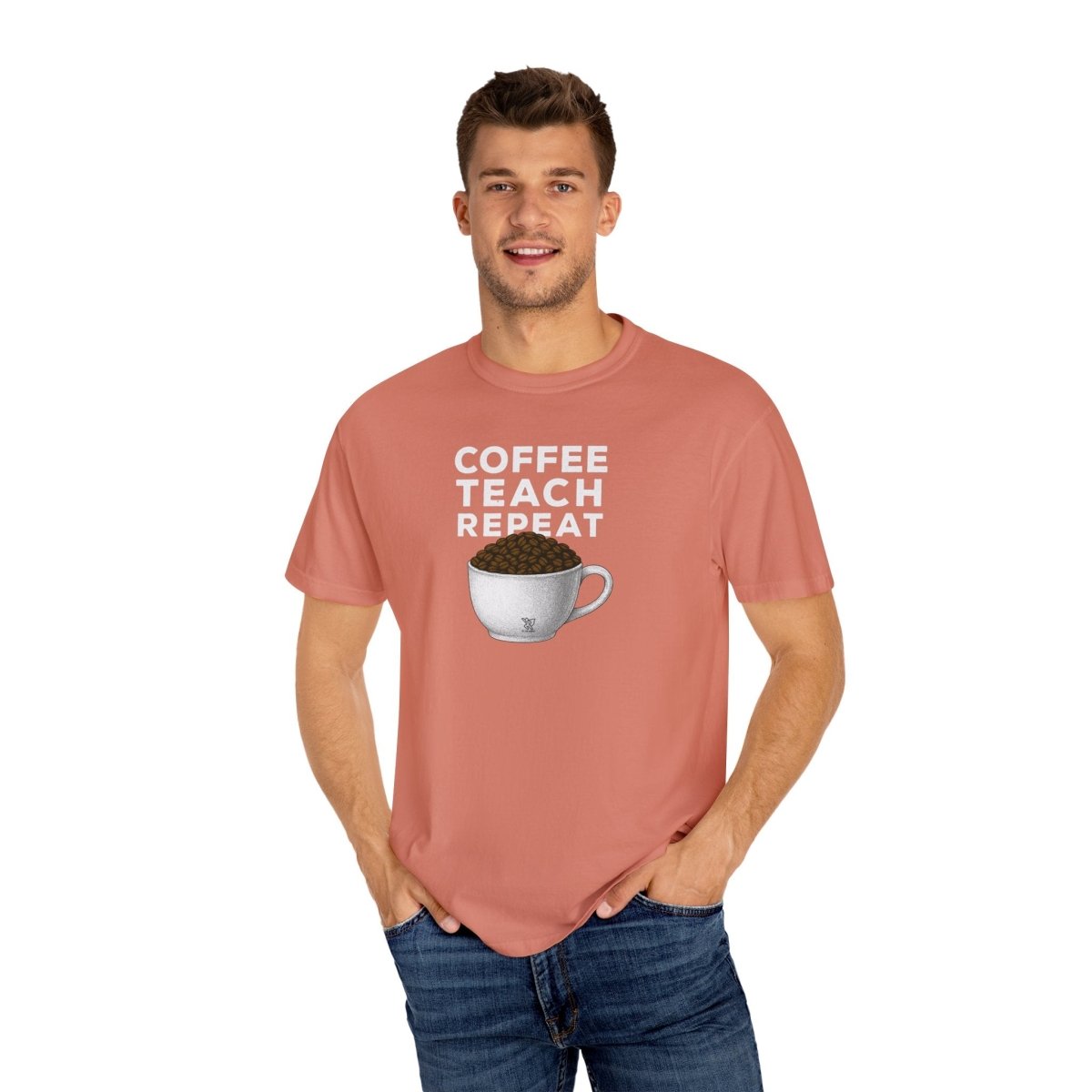 "Coffee.Teach.Repeat" CW - 2 Teacher T-Shirt, Gift for Educators, Back to School Tee, Funny Teacher Apparel, Unisex Graphic Shirt, Coffee Lovers Gift - AI Tee Hero