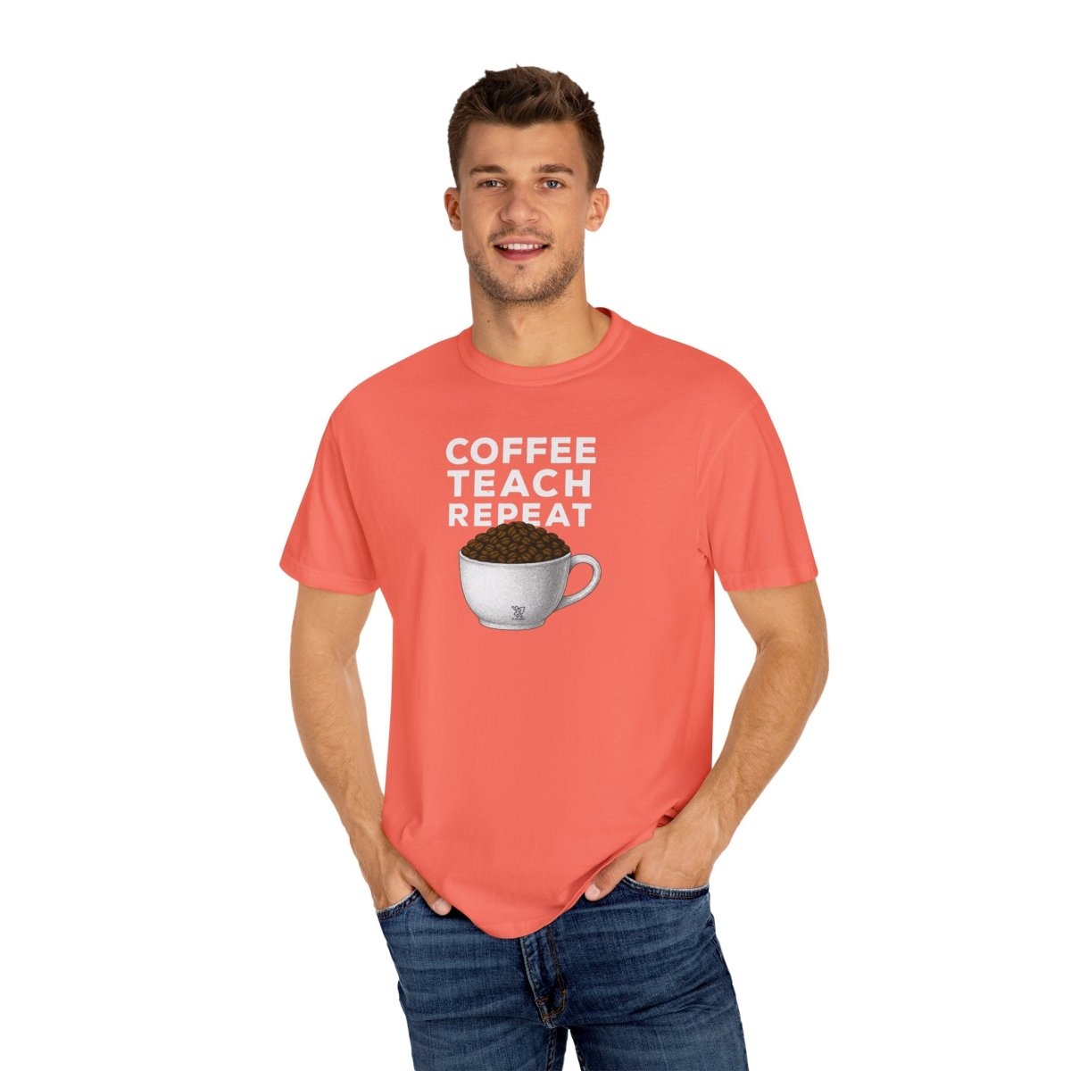 "Coffee.Teach.Repeat" CW - 2 Teacher T-Shirt, Gift for Educators, Back to School Tee, Funny Teacher Apparel, Unisex Graphic Shirt, Coffee Lovers Gift - AI Tee Hero